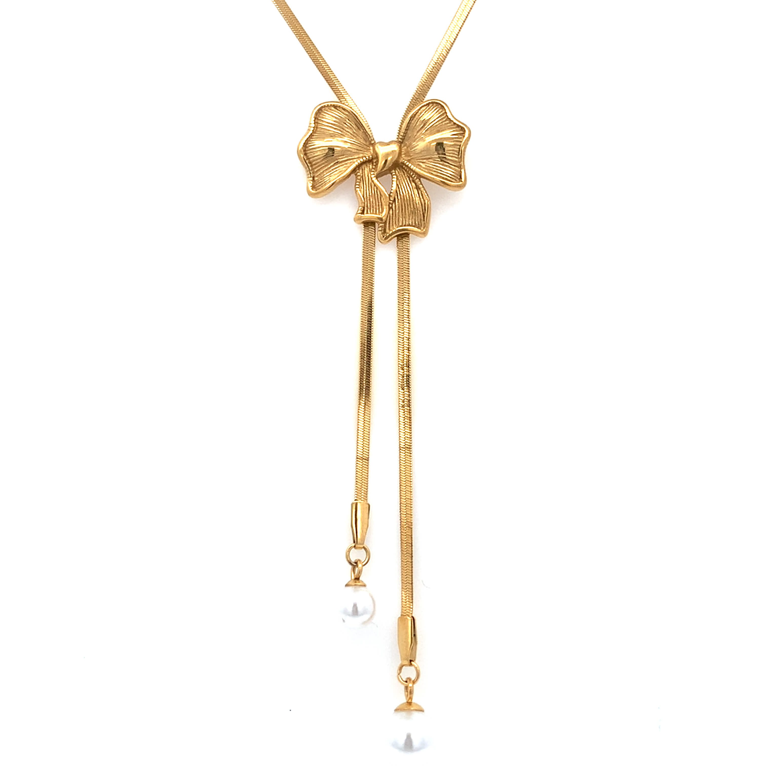 Elegancki złocony naszyjnik z kokardą