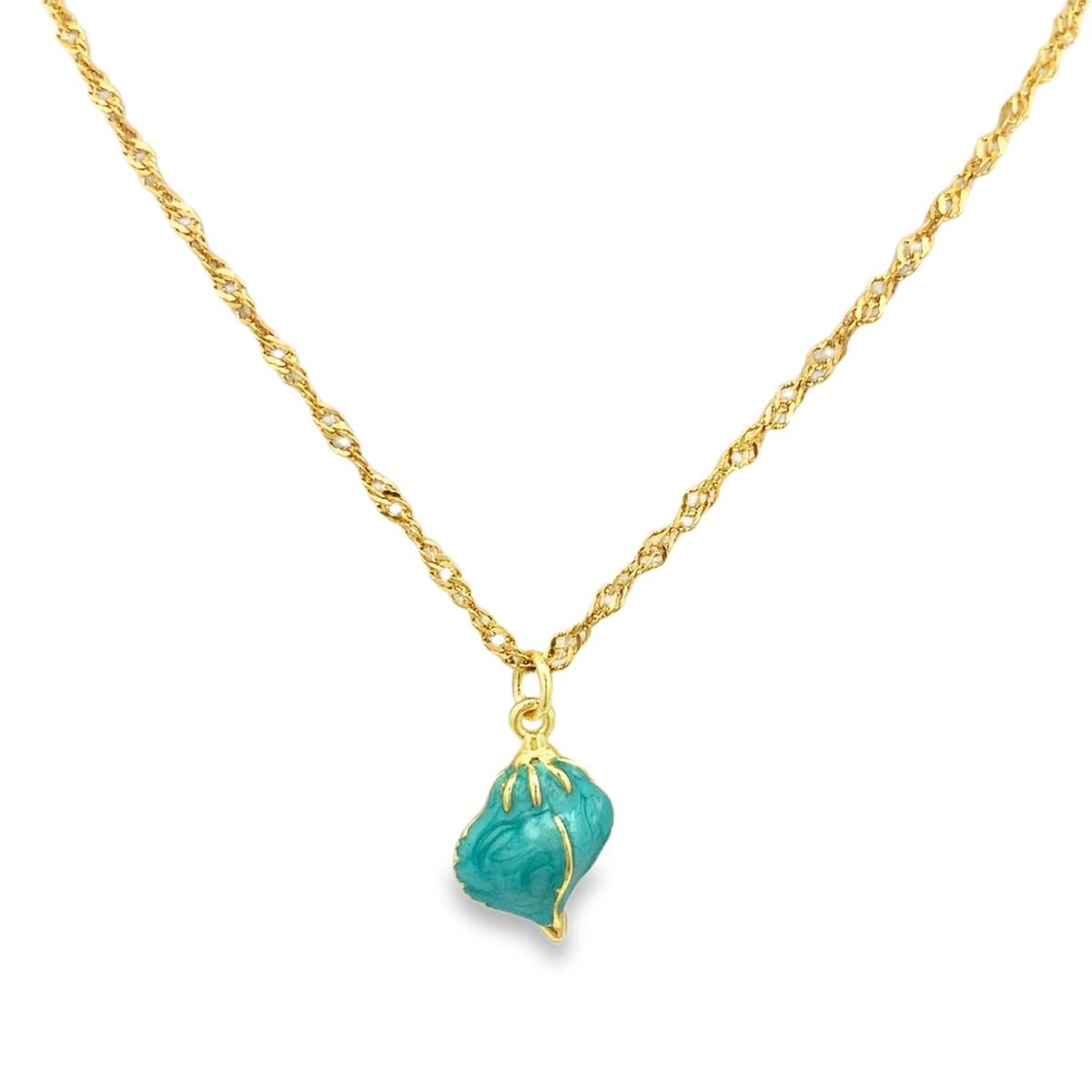 Pozłacany naszyjnik z zawieszką rozgwiazda z niebieską emalią