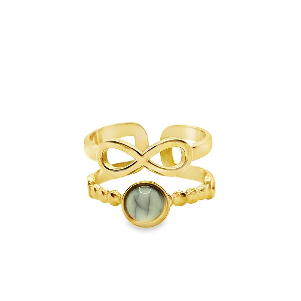 Pozłacany pierścionek stackable infinity z kamieniem