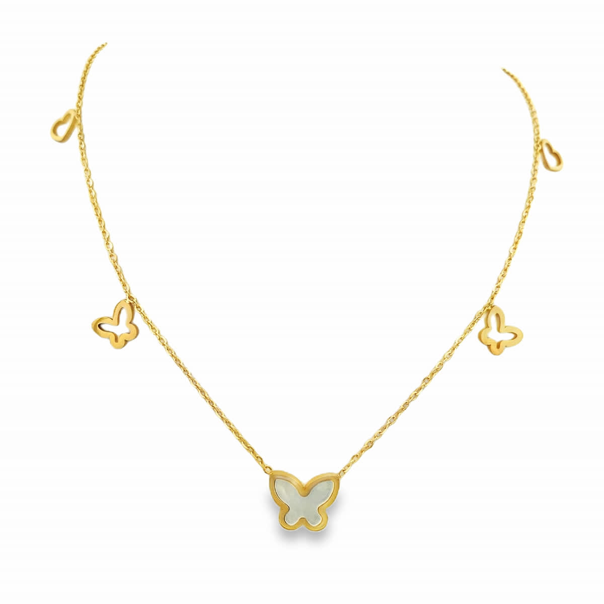 Pozłacany naszyjnik choker z motylkami