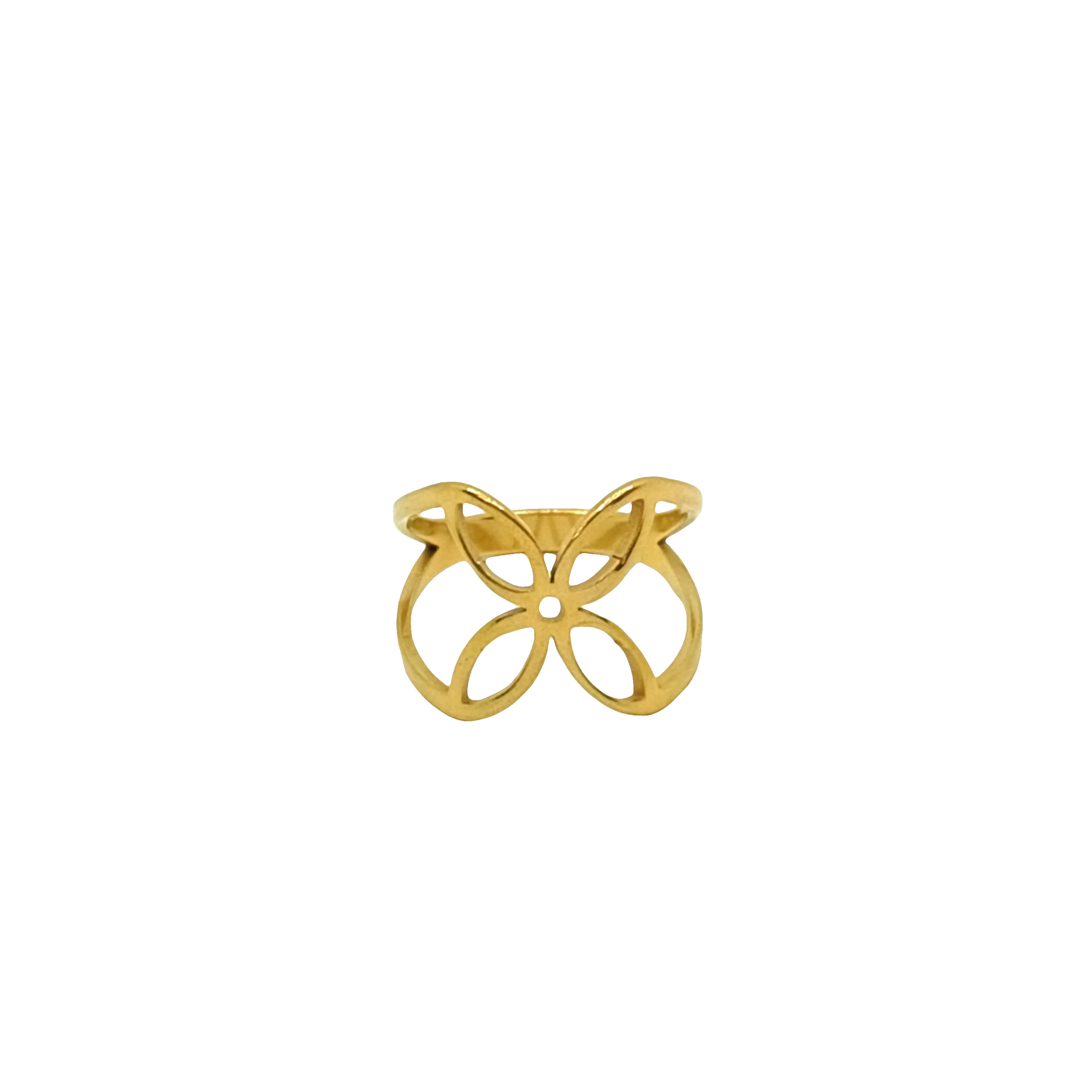 Elegancki złocony pierścionek z motywem kwiatowym