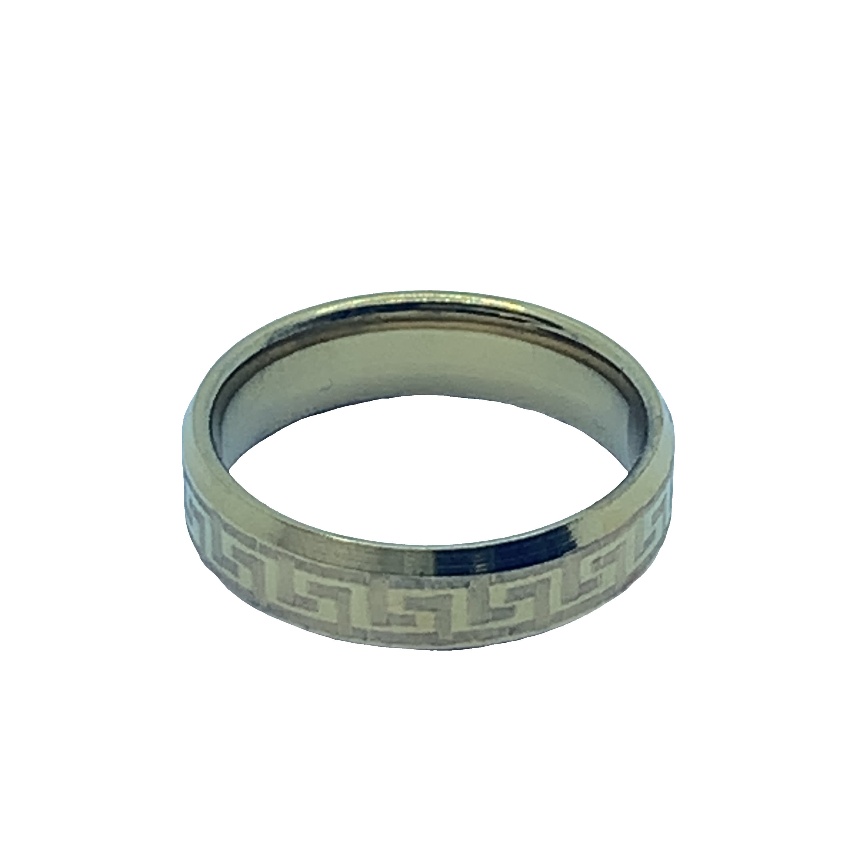 Posrebrzany pierścionek z motywem greckiego klucza