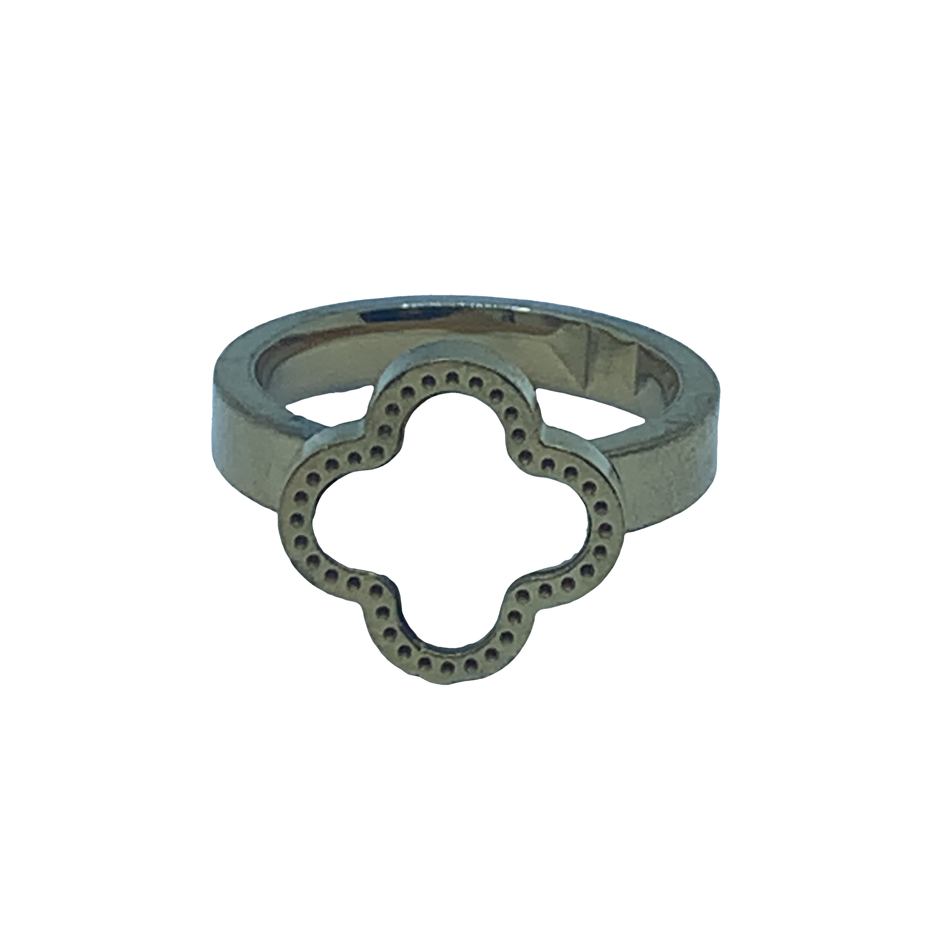 Posrebrzany pierścionek z motywem koniczyny