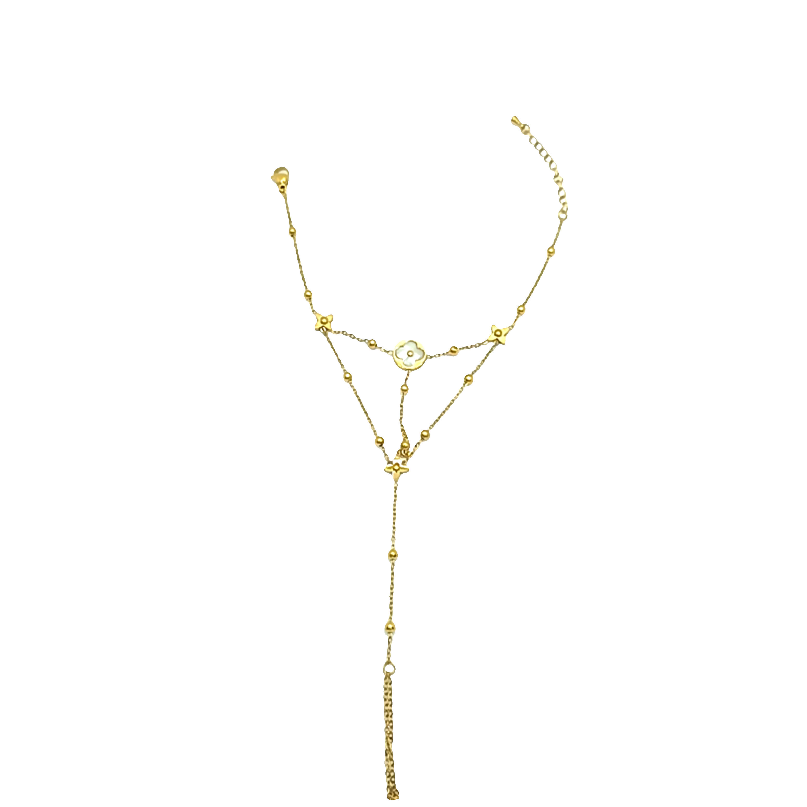 Złocony naszyjnik z motywem kwiatów i gwiazdek