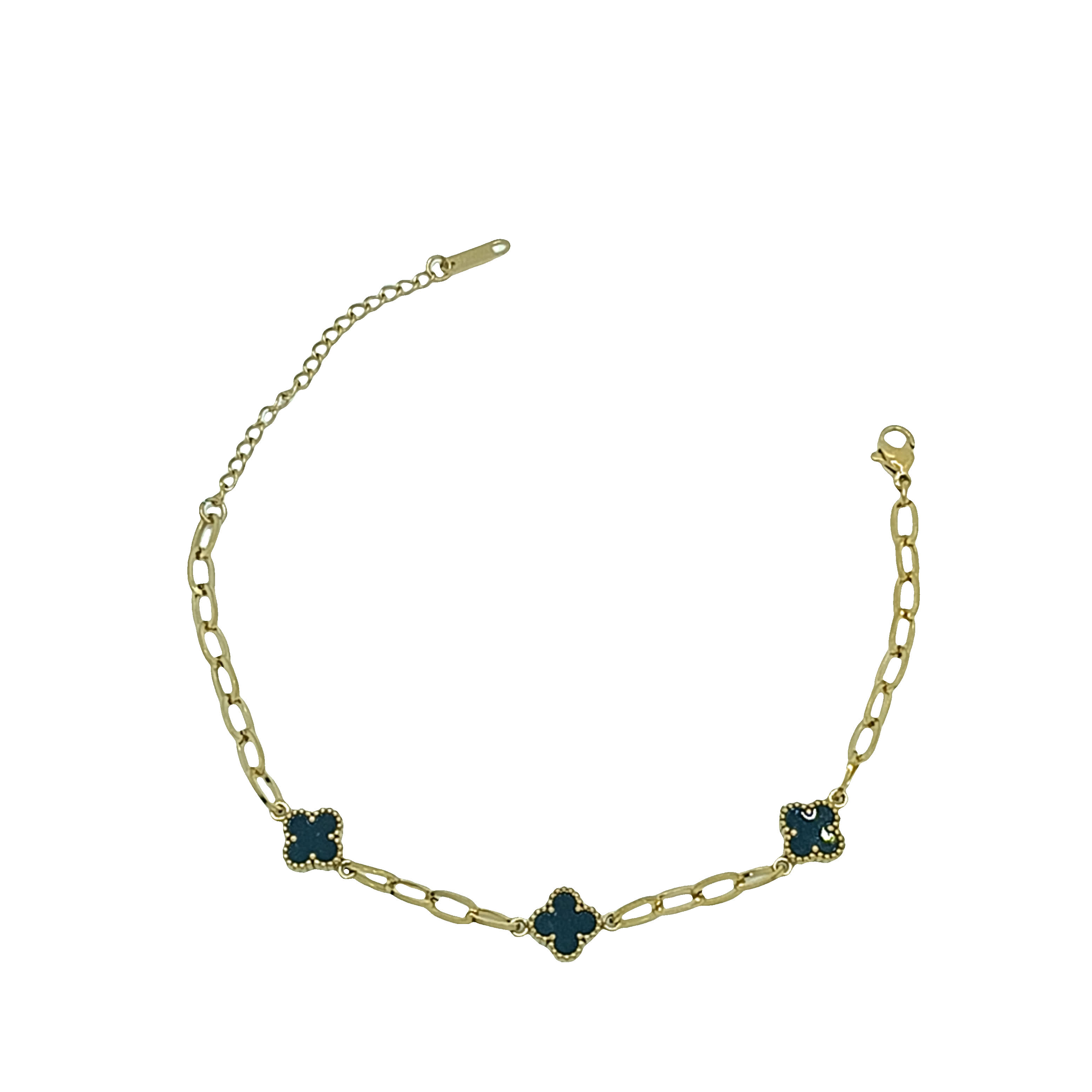 Bransoletka z łańcuszkiem w kształcie koniczyny w kolorze złocistym