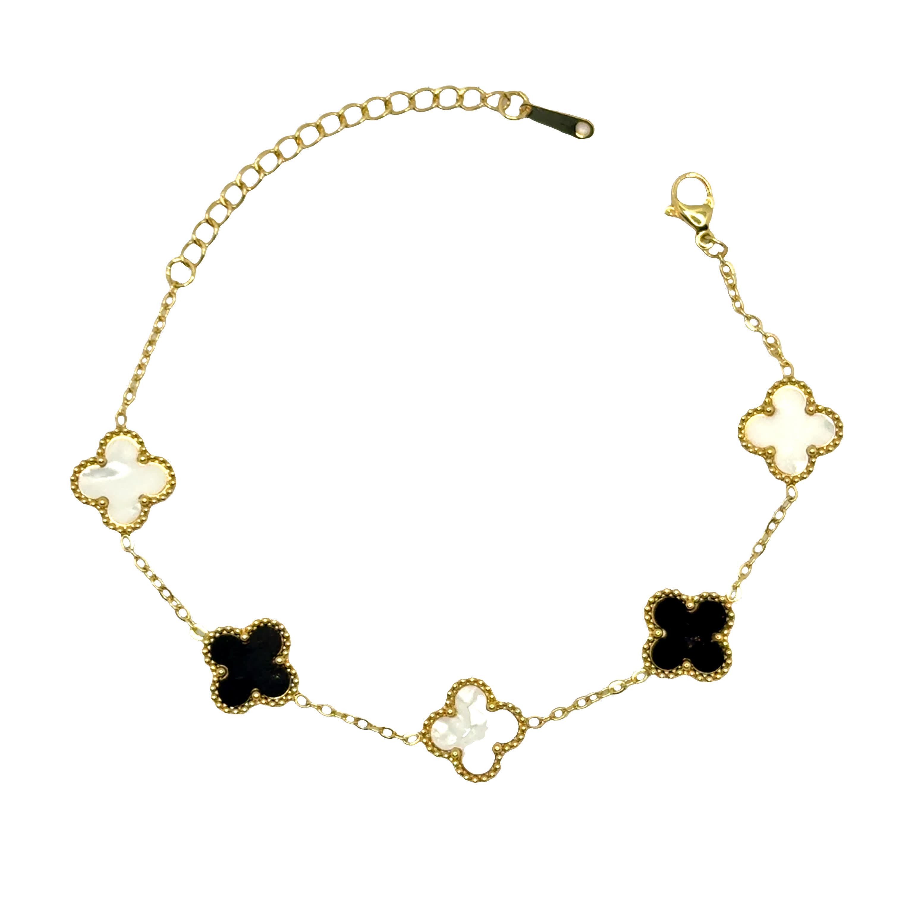 Bransoletka z łańcuszkiem w kolorze złocistym z motywem koniczyny