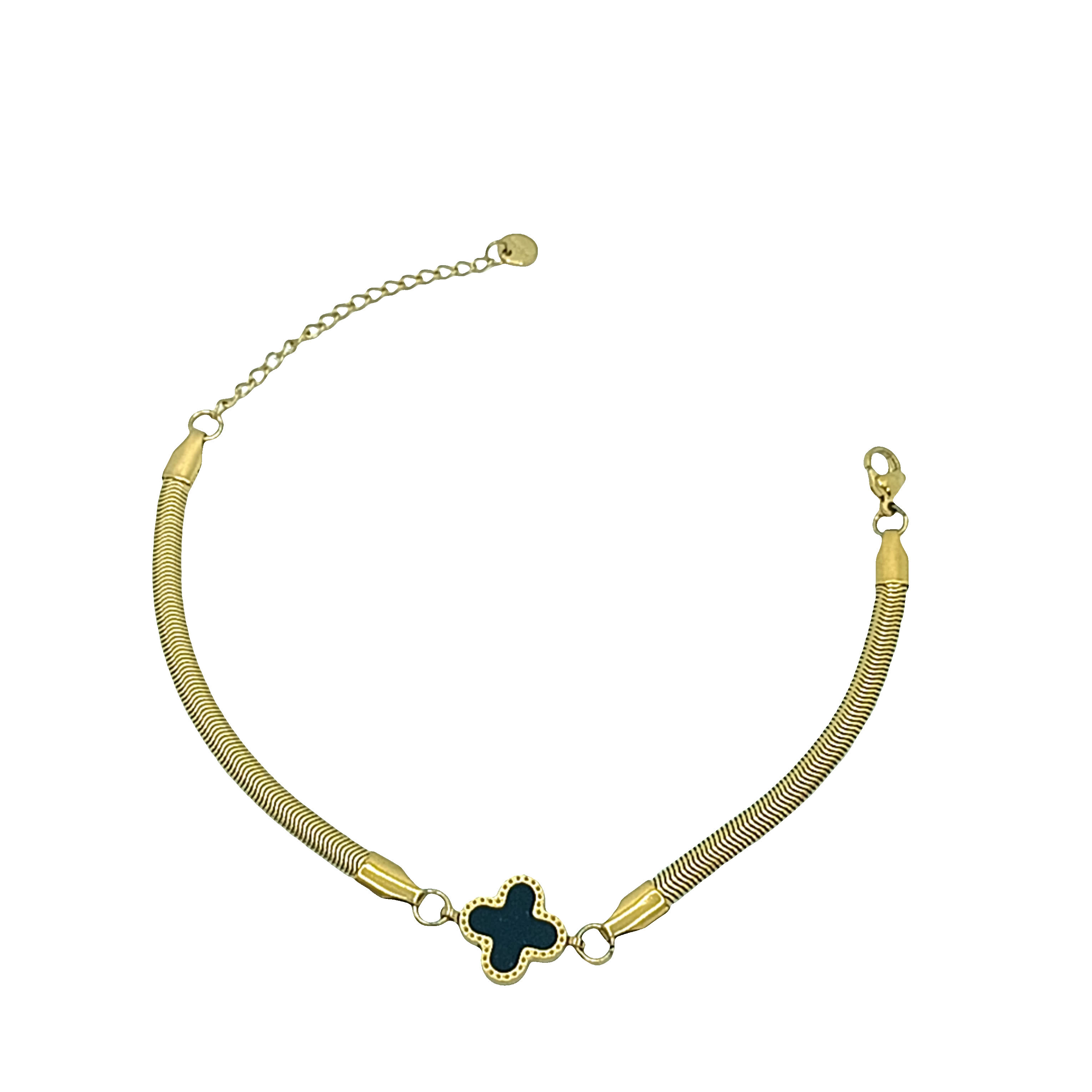 Bransoletka z łańcuszkiem w kolorze złocistym z zawieszką w kształcie koniczyny