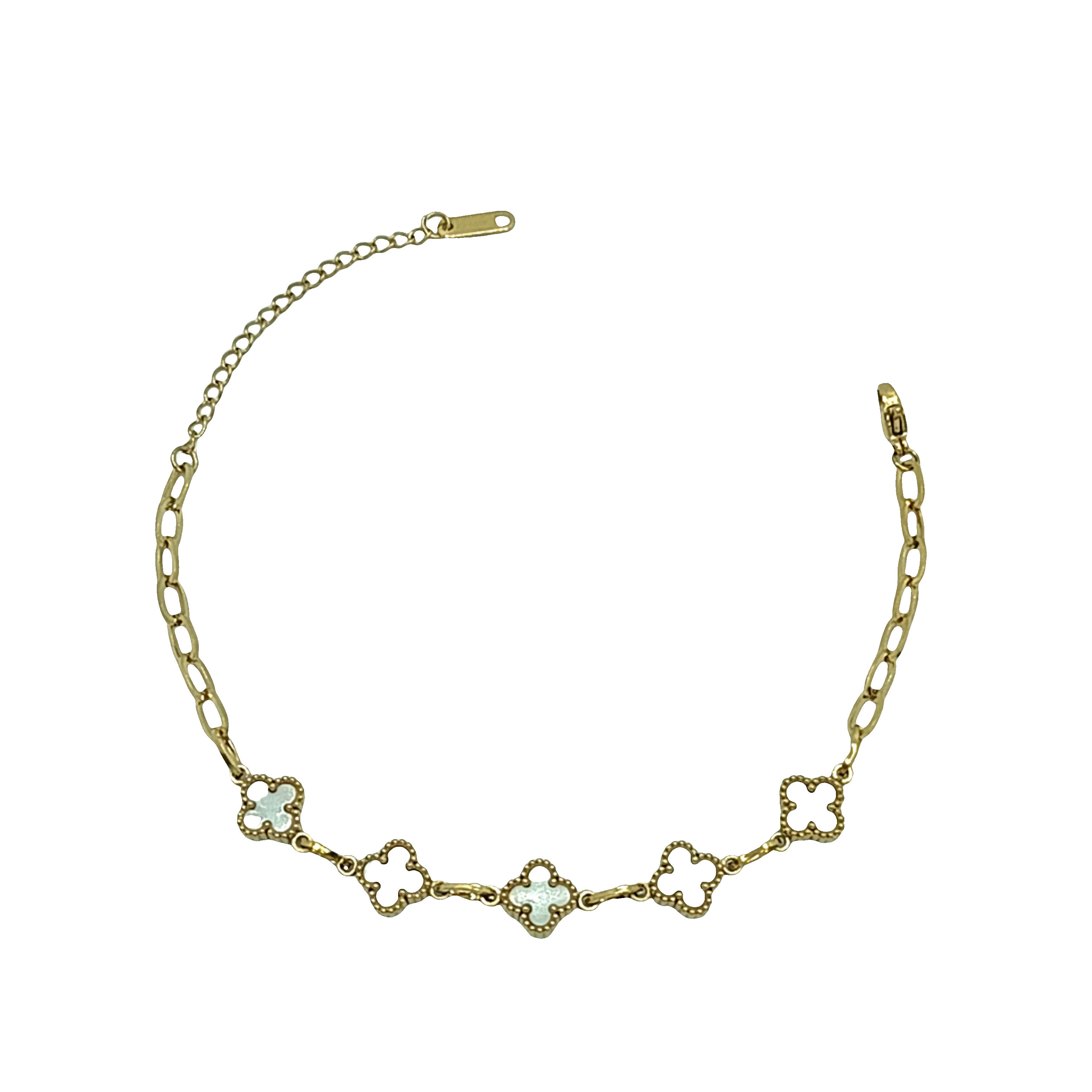 Bransoletka ze złoconej stali z okrągłymi perłowymi akcentami