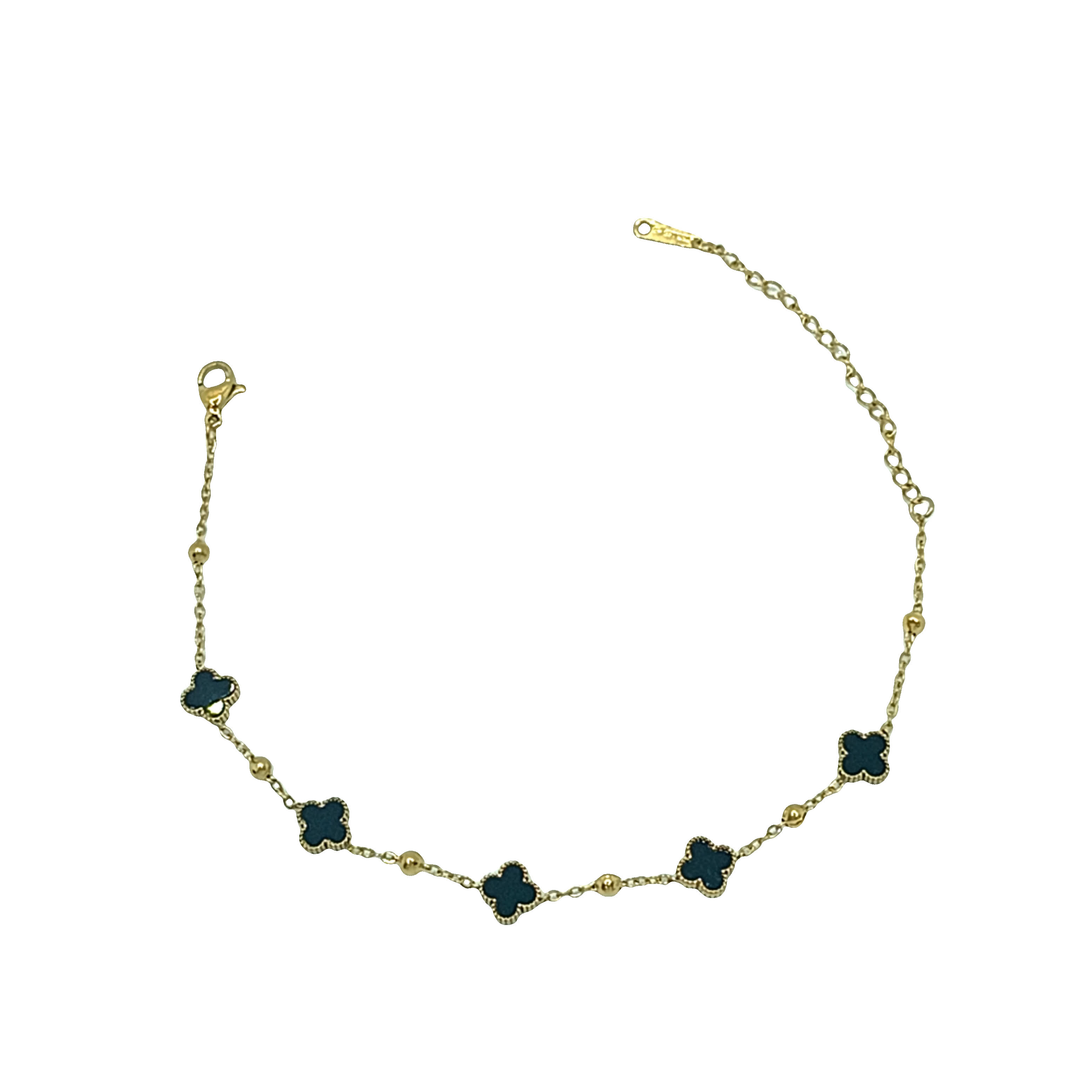 Bransoletka z Okrągłymi Motywami Koniczyny Onyksowej