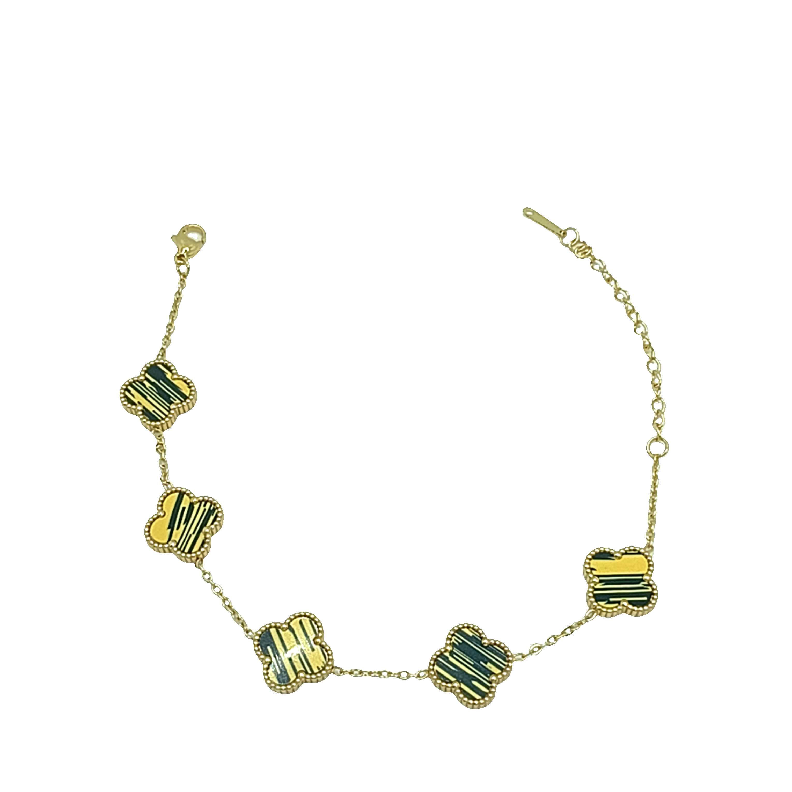 Elegancka bransoletka ze złoconej stali z łańcuszkiem koniczyny