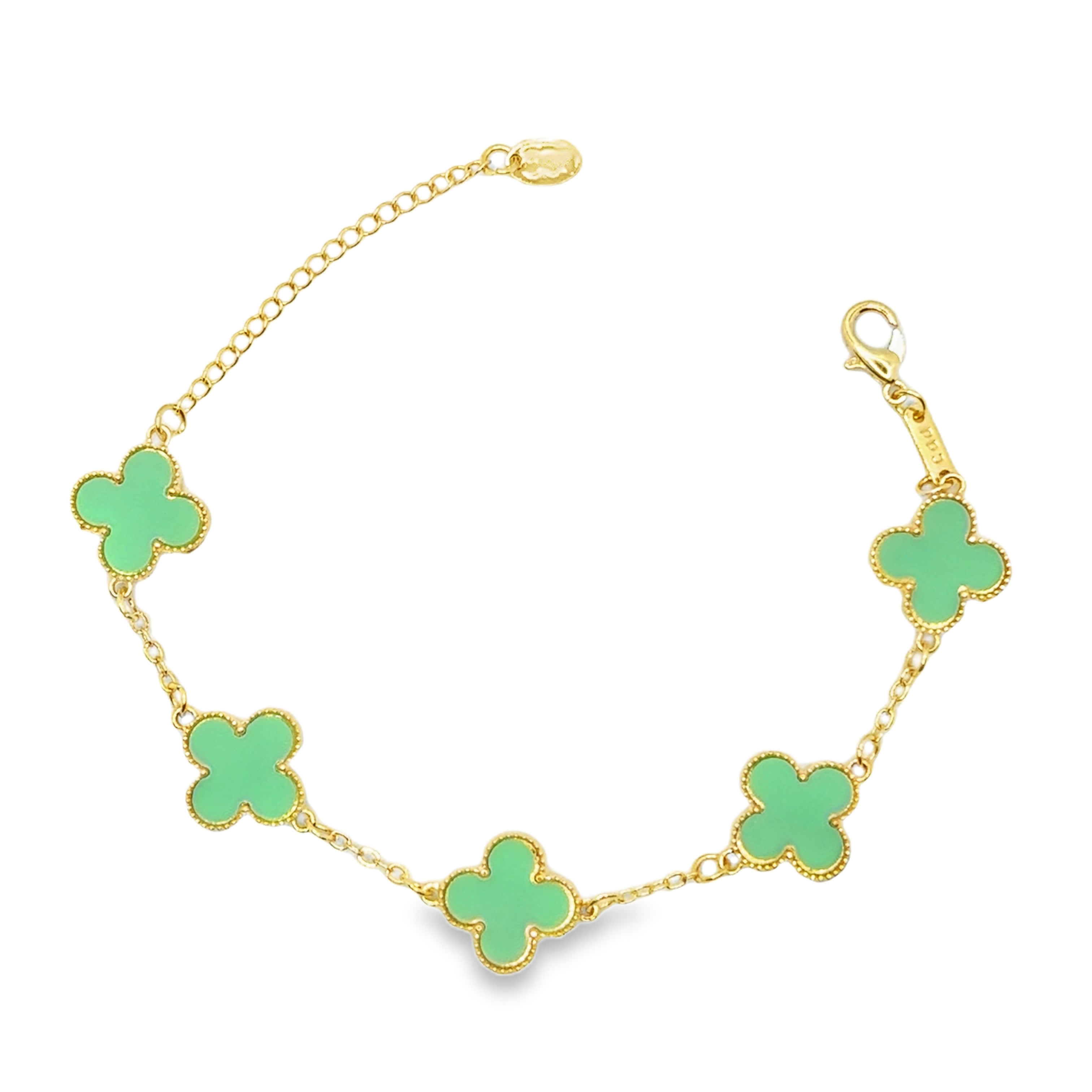 Bransoletka z Turkusowymi Kaboszonami w Kształcie Koniczyny