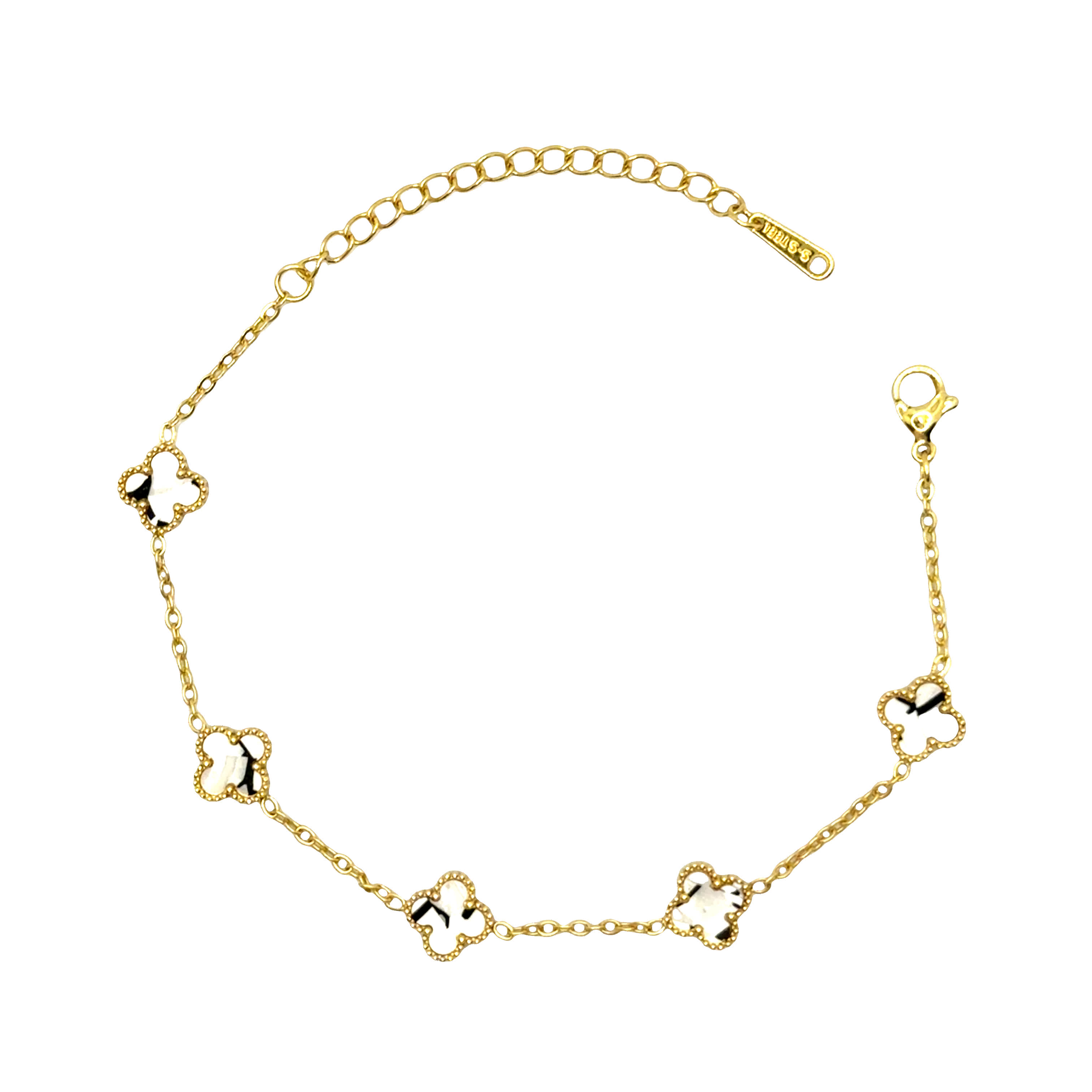 Bransoletka z łańcuszkiem w kolorze złocistym z motywem koniczyny