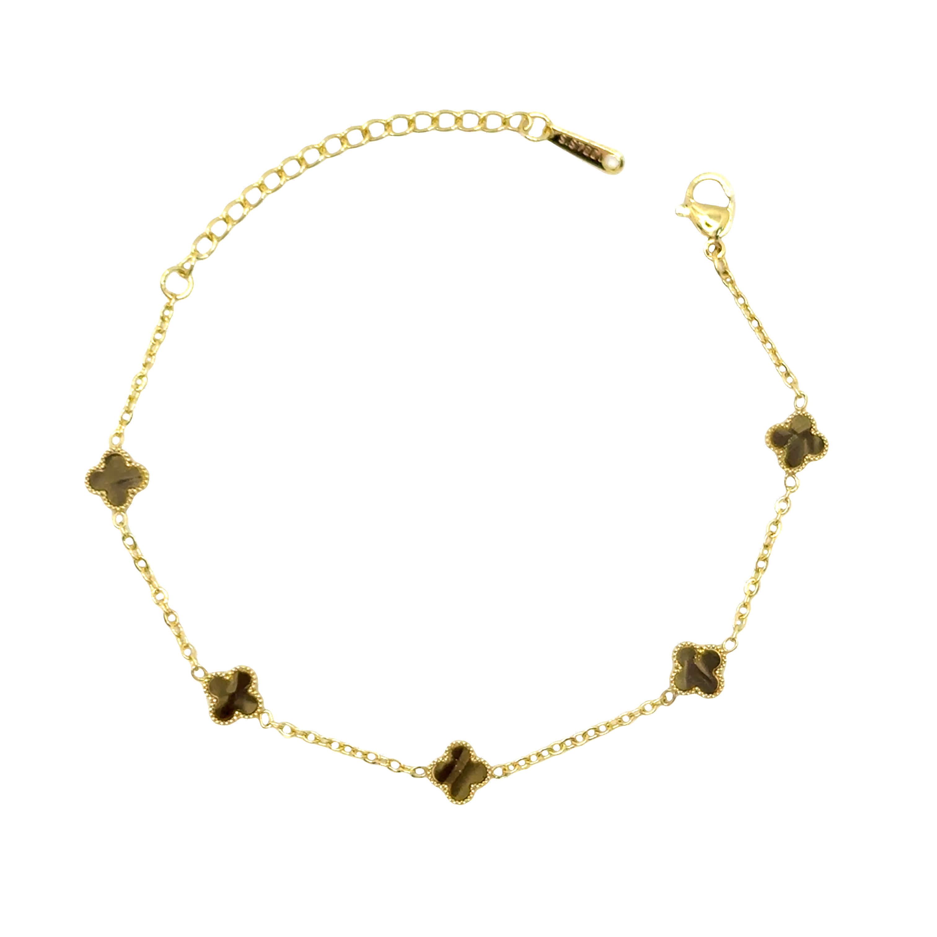 Bransoletka ze stali z motywem koniczyny z masy perłowej