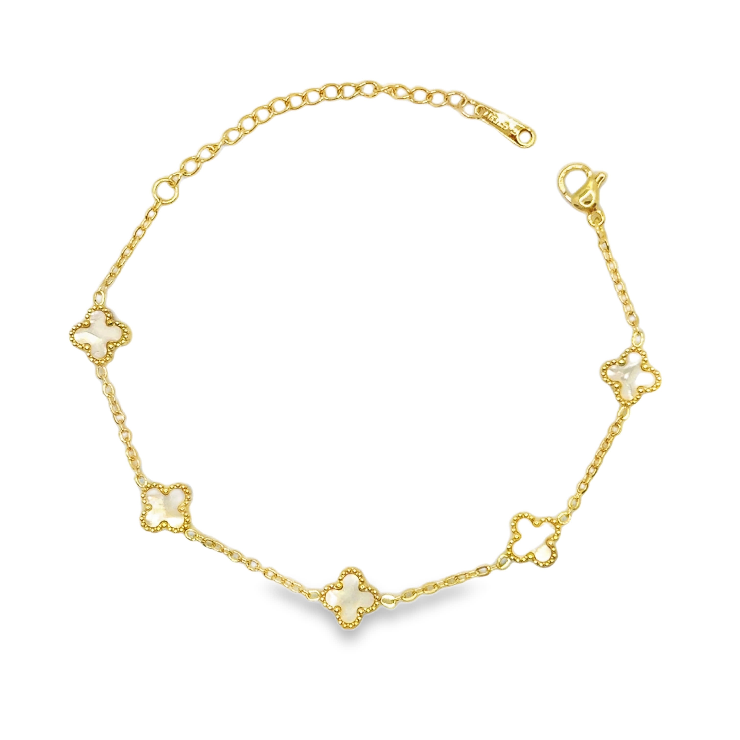 Elegancka złocona bransoletka łańcuszkowa z perłowymi kaboszonami