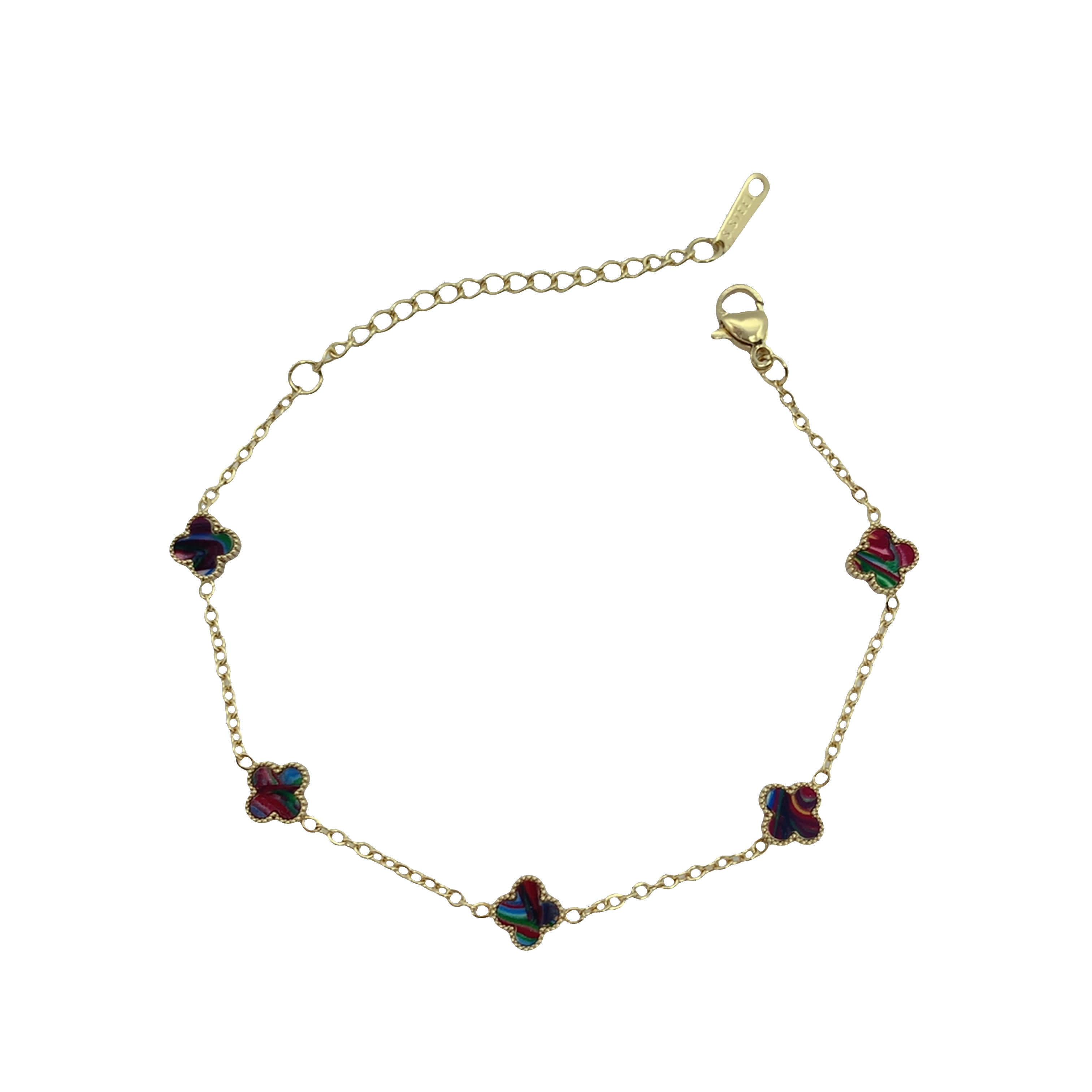 Elegancka złocona bransoletka z łańcuszkiem koniczyny