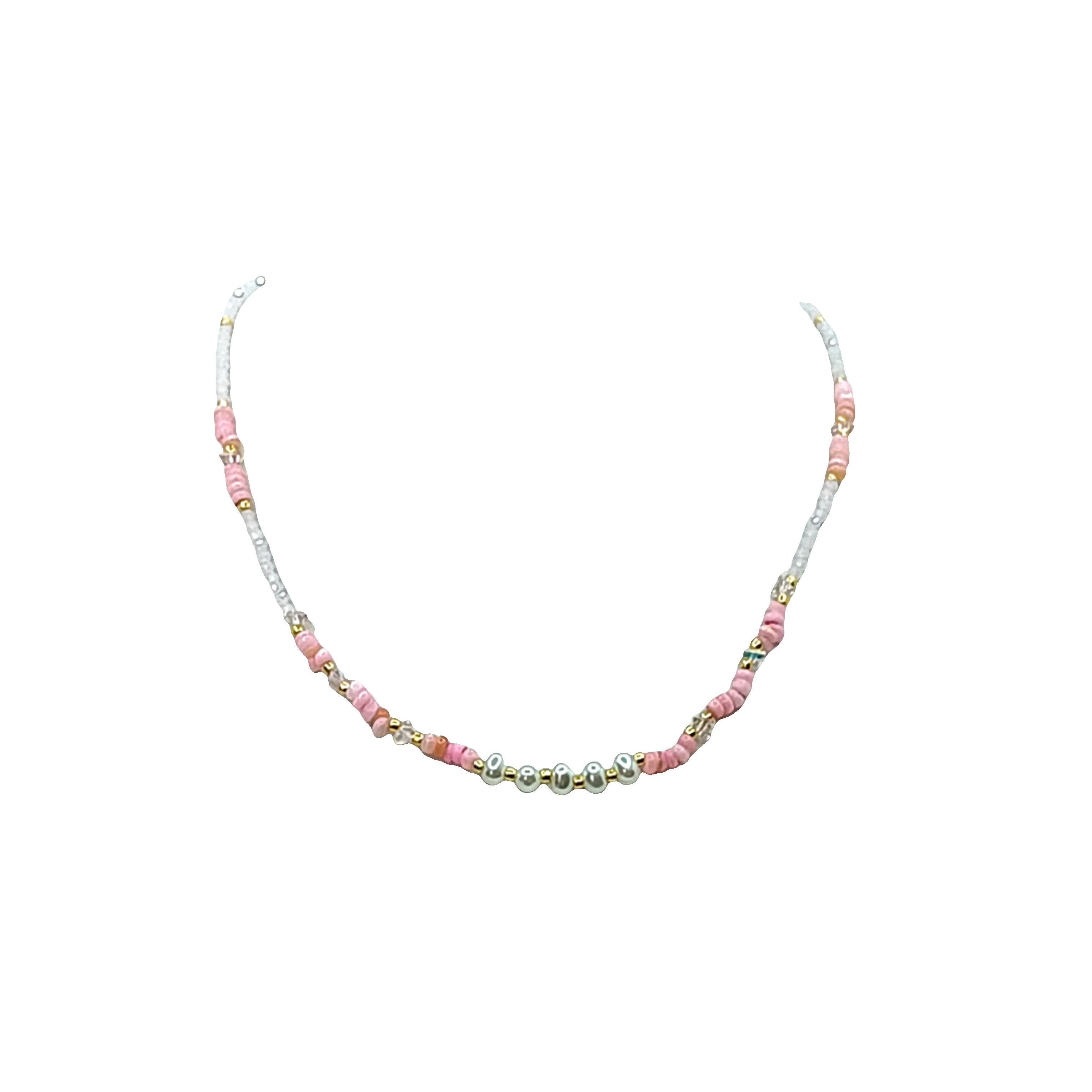 Naszyjnik z pereł i koralików - Elegancki okrągły wzór koralików