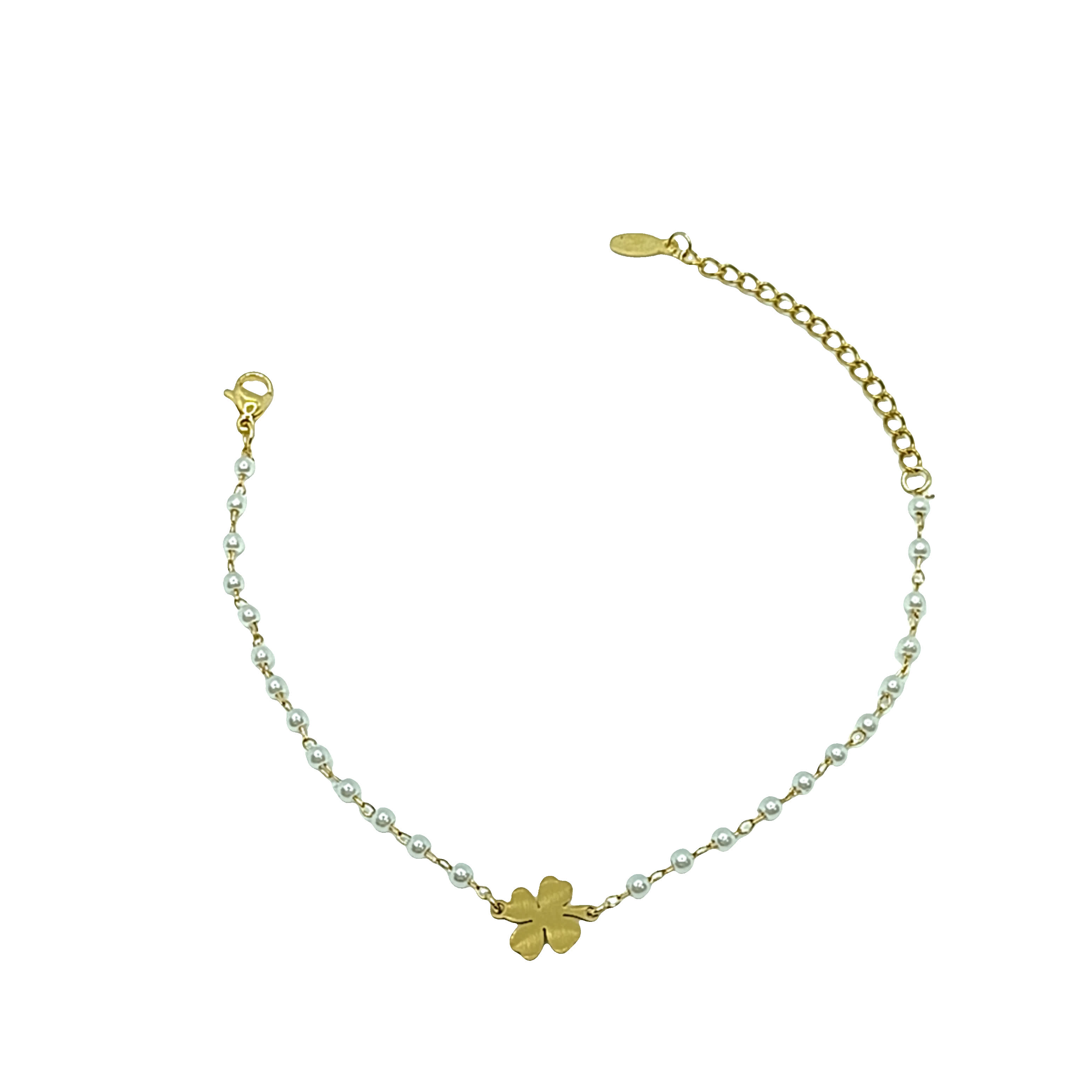 Bransoletka z Perłowymi Koralikami i Zawieszką Koniczyny