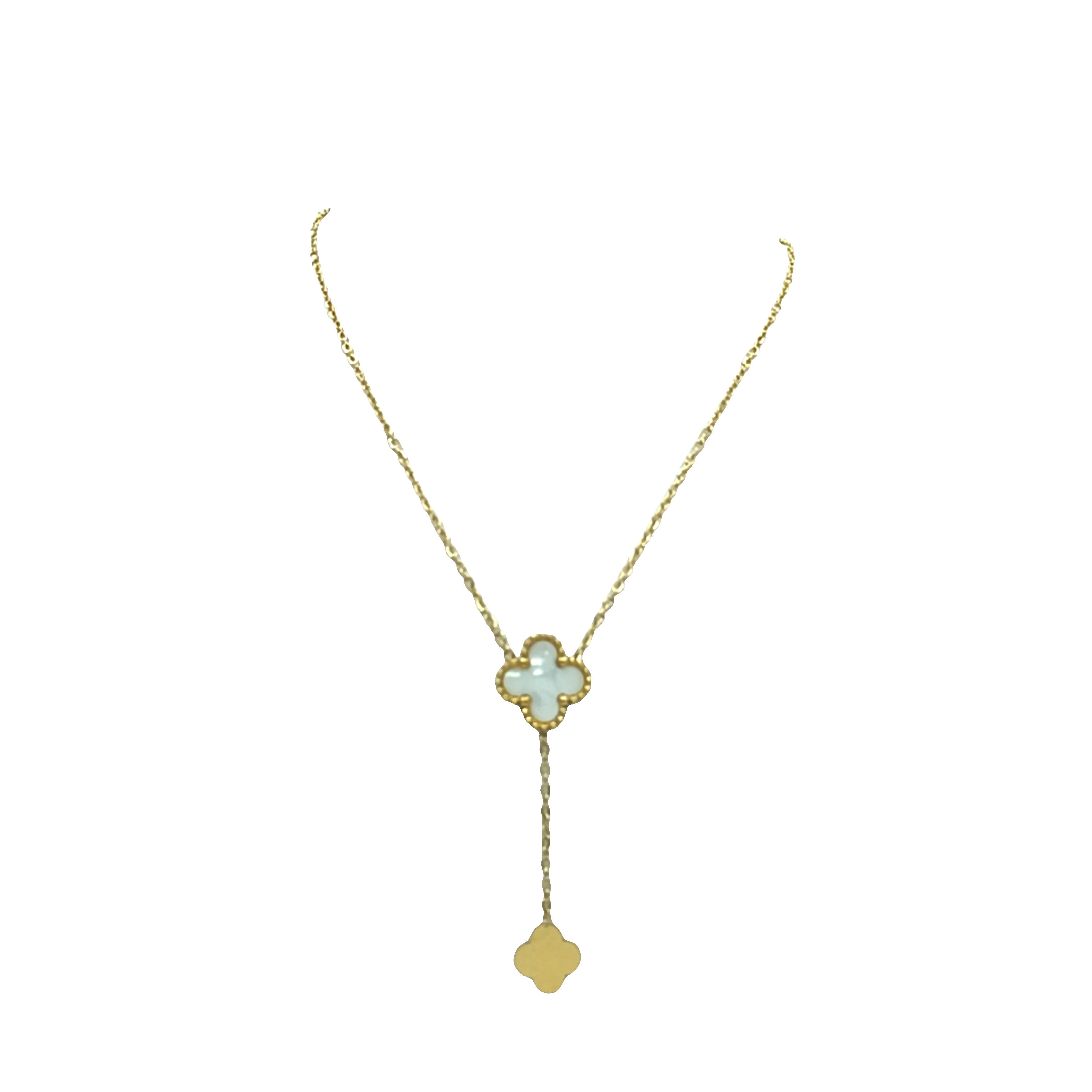 Złocony naszyjnik z zawieszką i okrągłą perłą w szlifie kaboszonowym