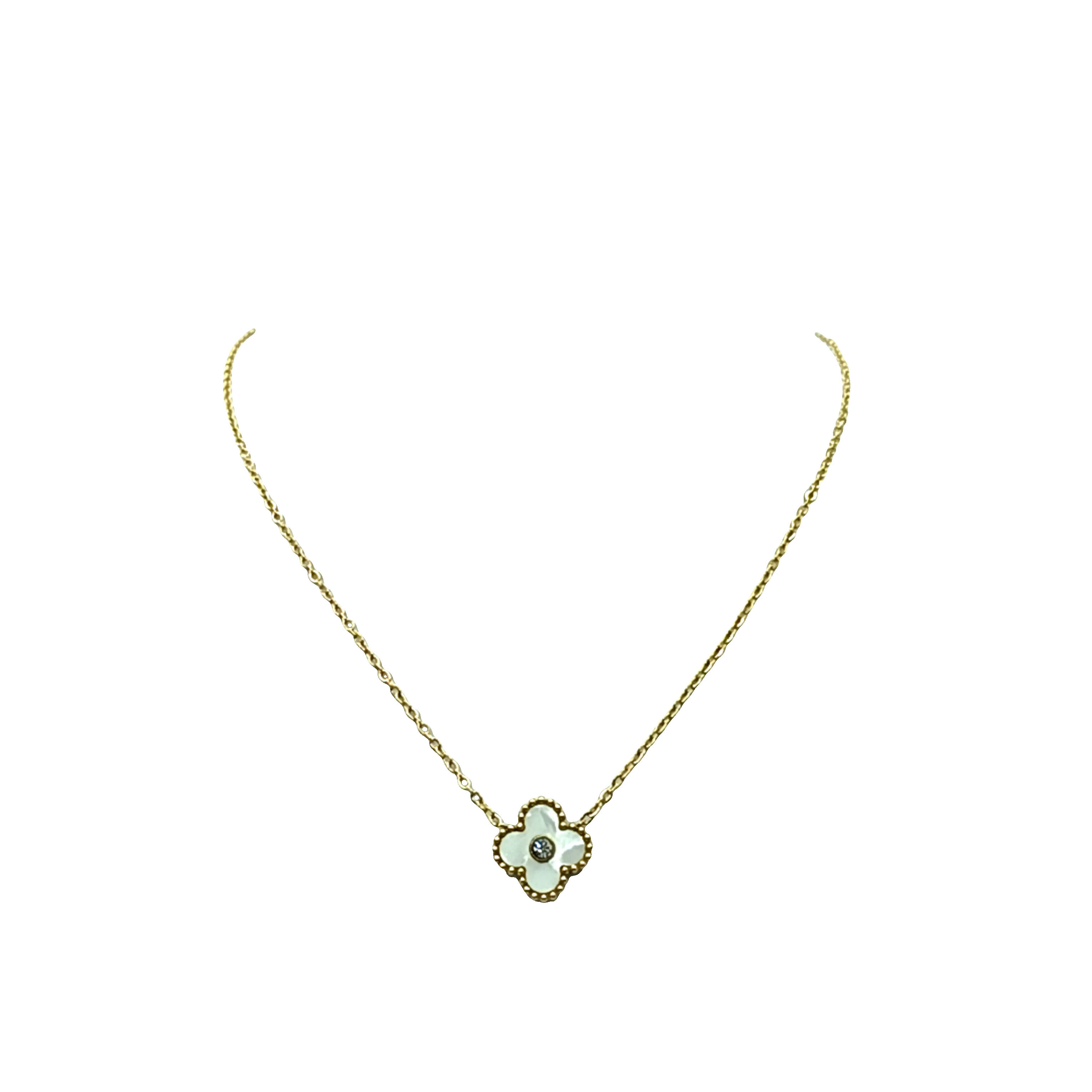 Naszyjnik ze złoconej stali z okrągłym kamieniem