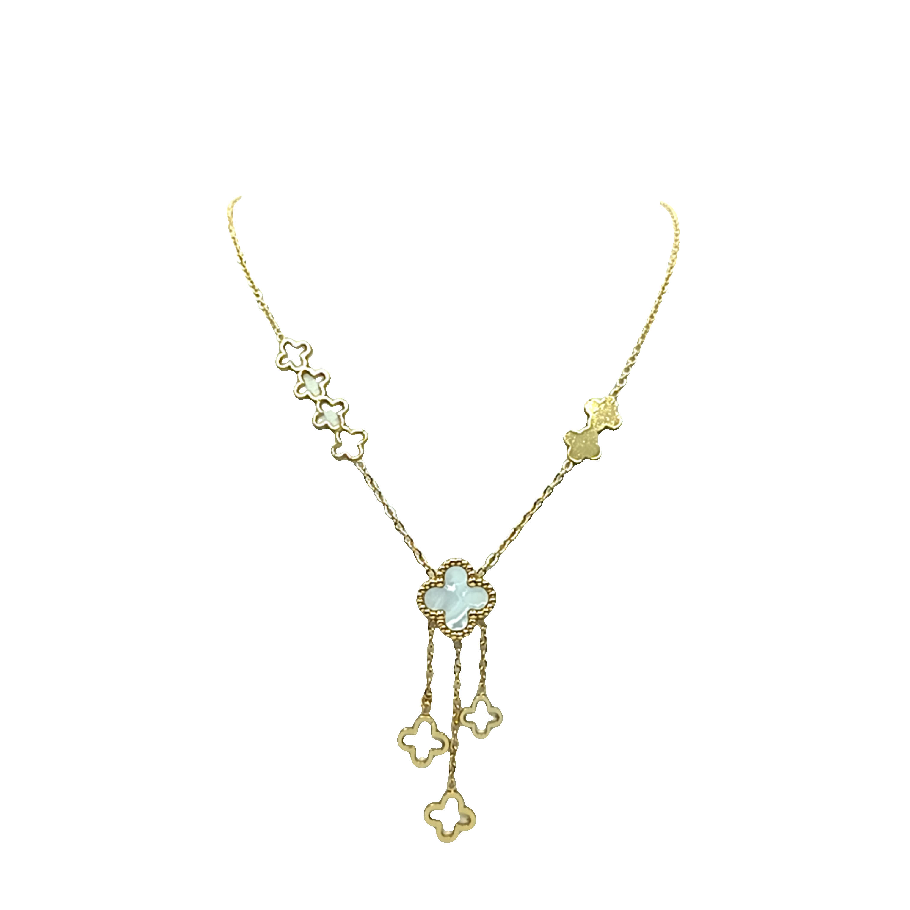 Delikatny złocony naszyjnik z koniczyną