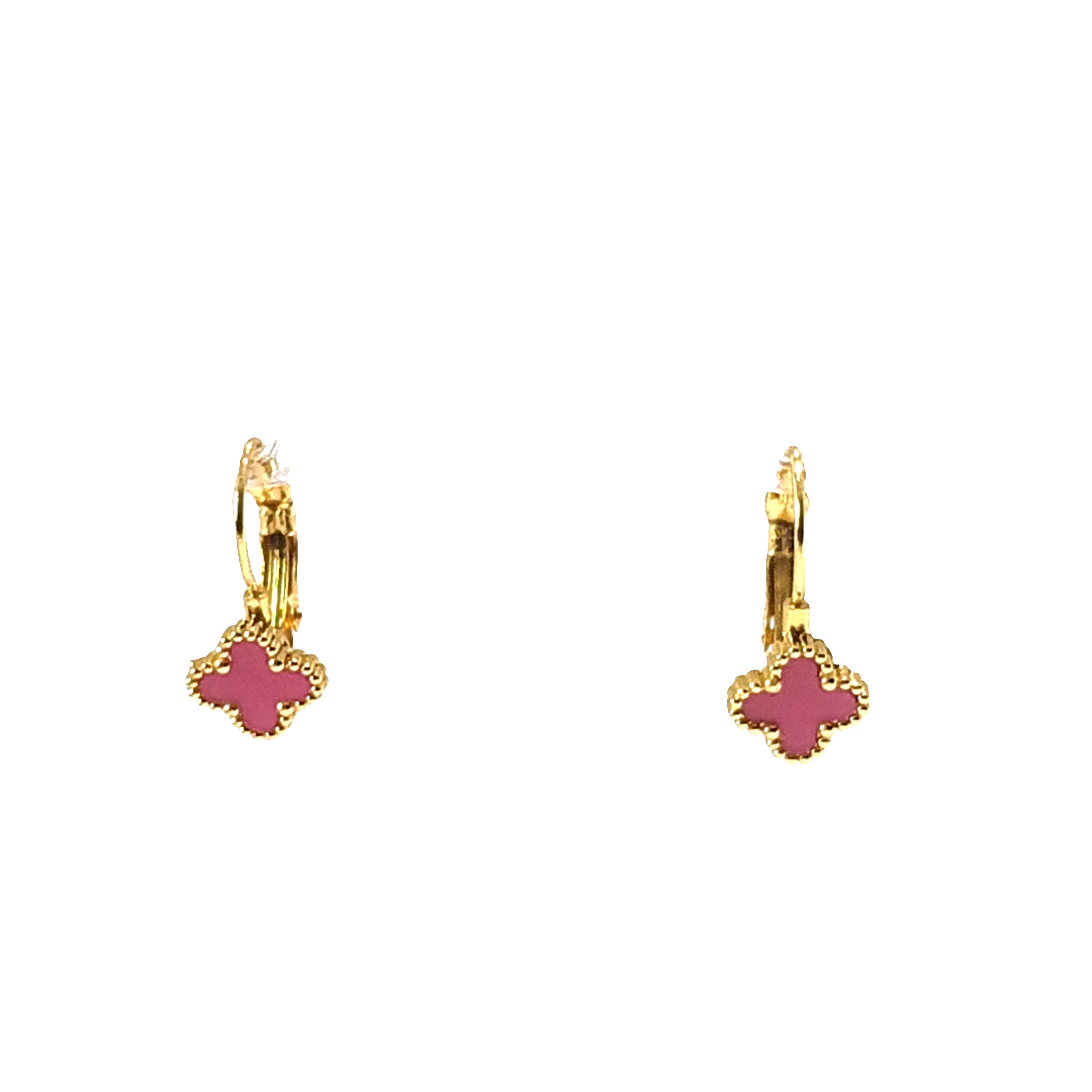 Złocone kolczyki koła z czerwono-fioletowym agatem