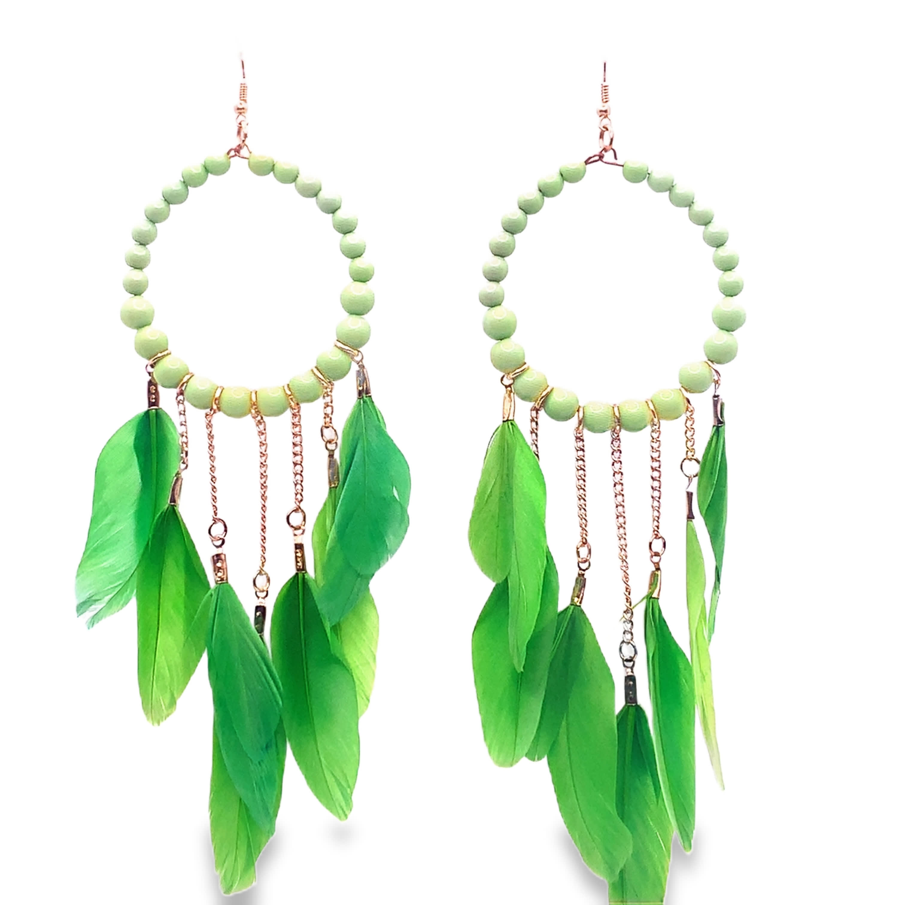 Kolczyki z zielonymi okrągłymi koralikami z jadeitu