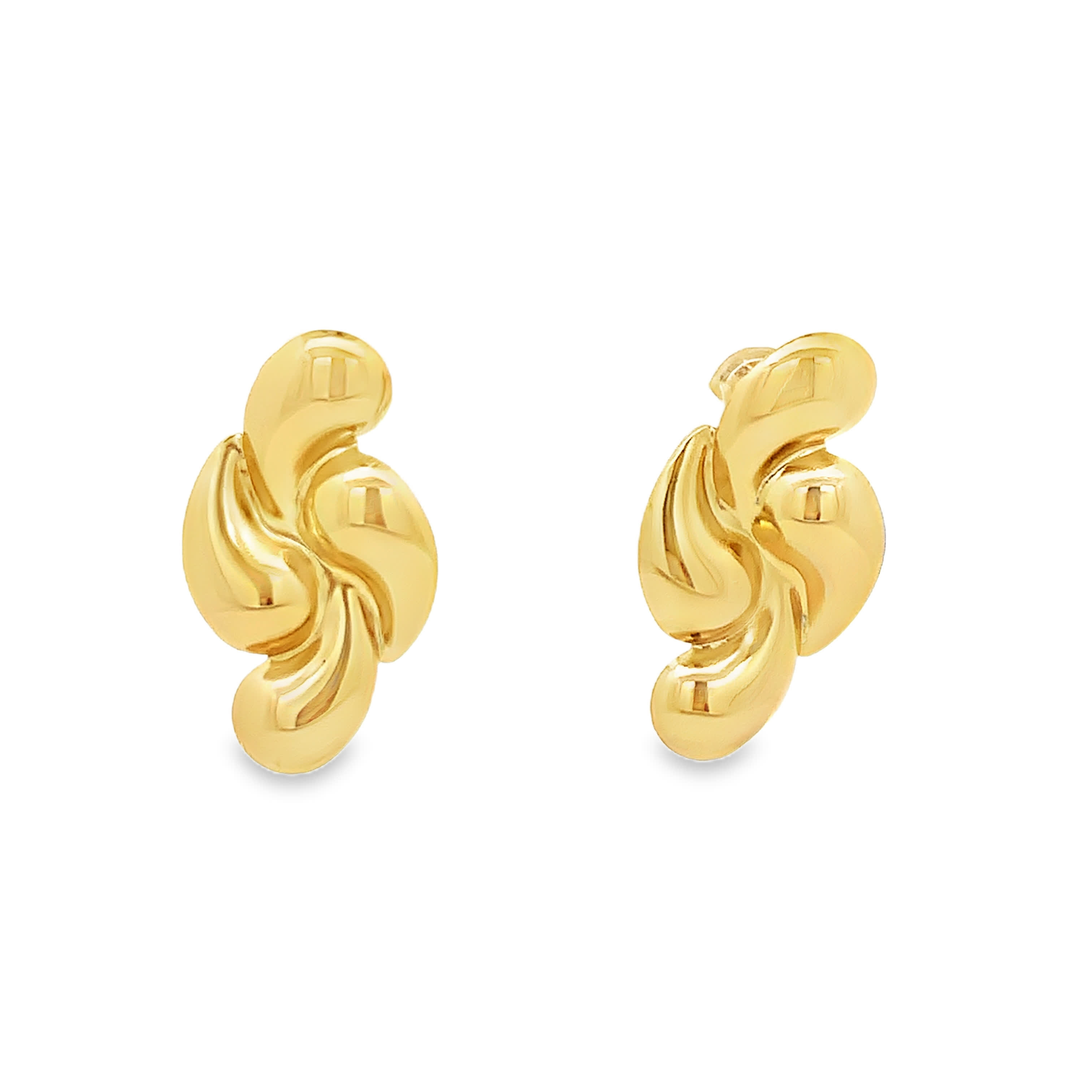 Rzeźbiarskie złocone kolczyki