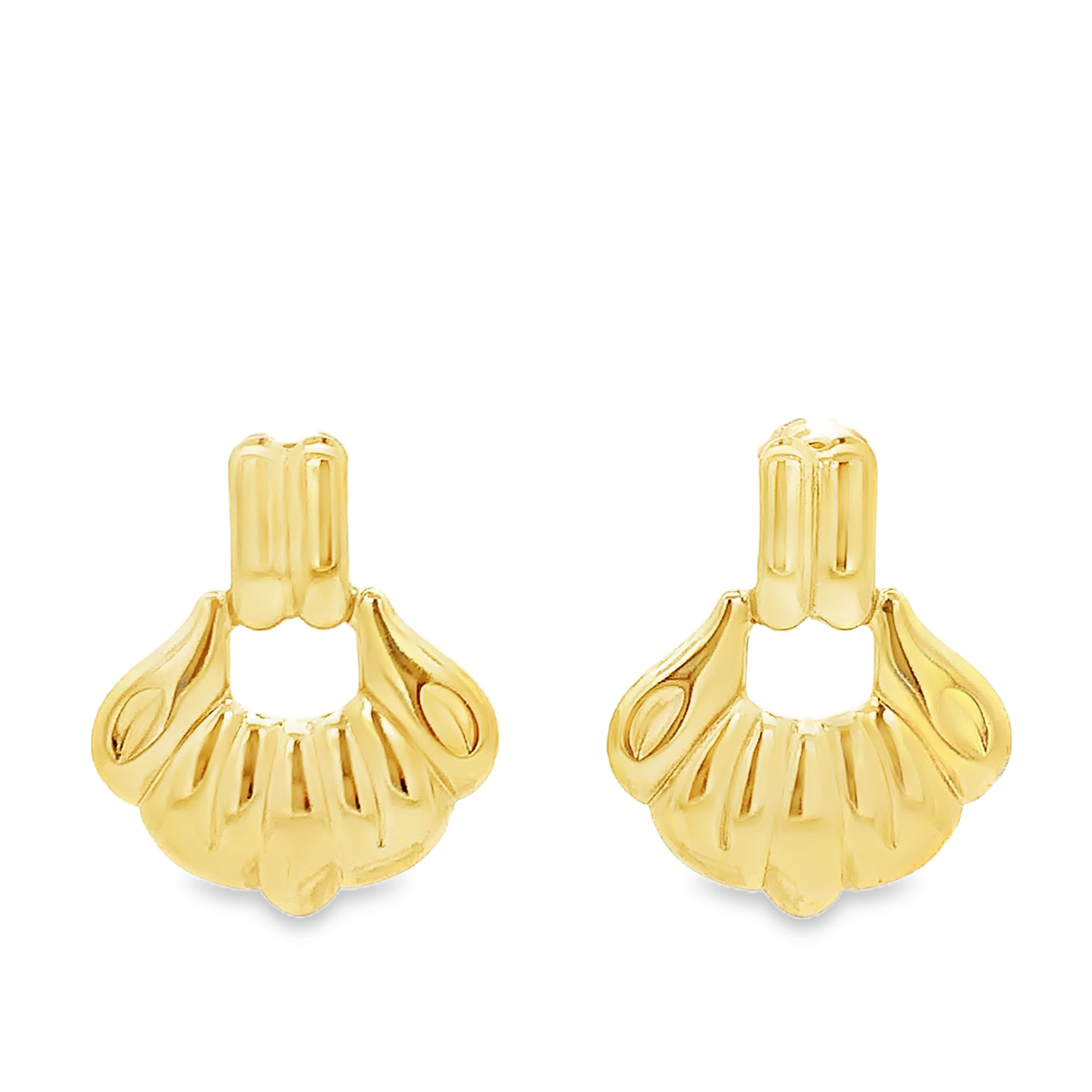 Rzeźbione złocone kolczyki wiszące