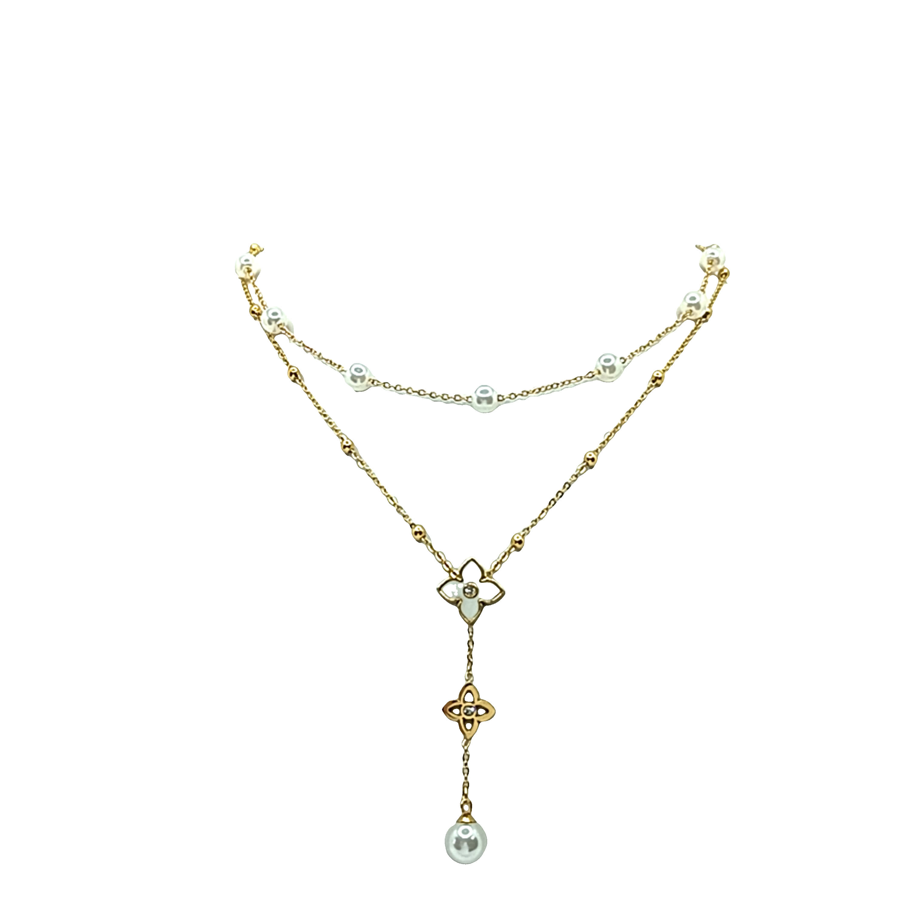 Złocony naszyjnik z pereł z perłami kaboszonowymi