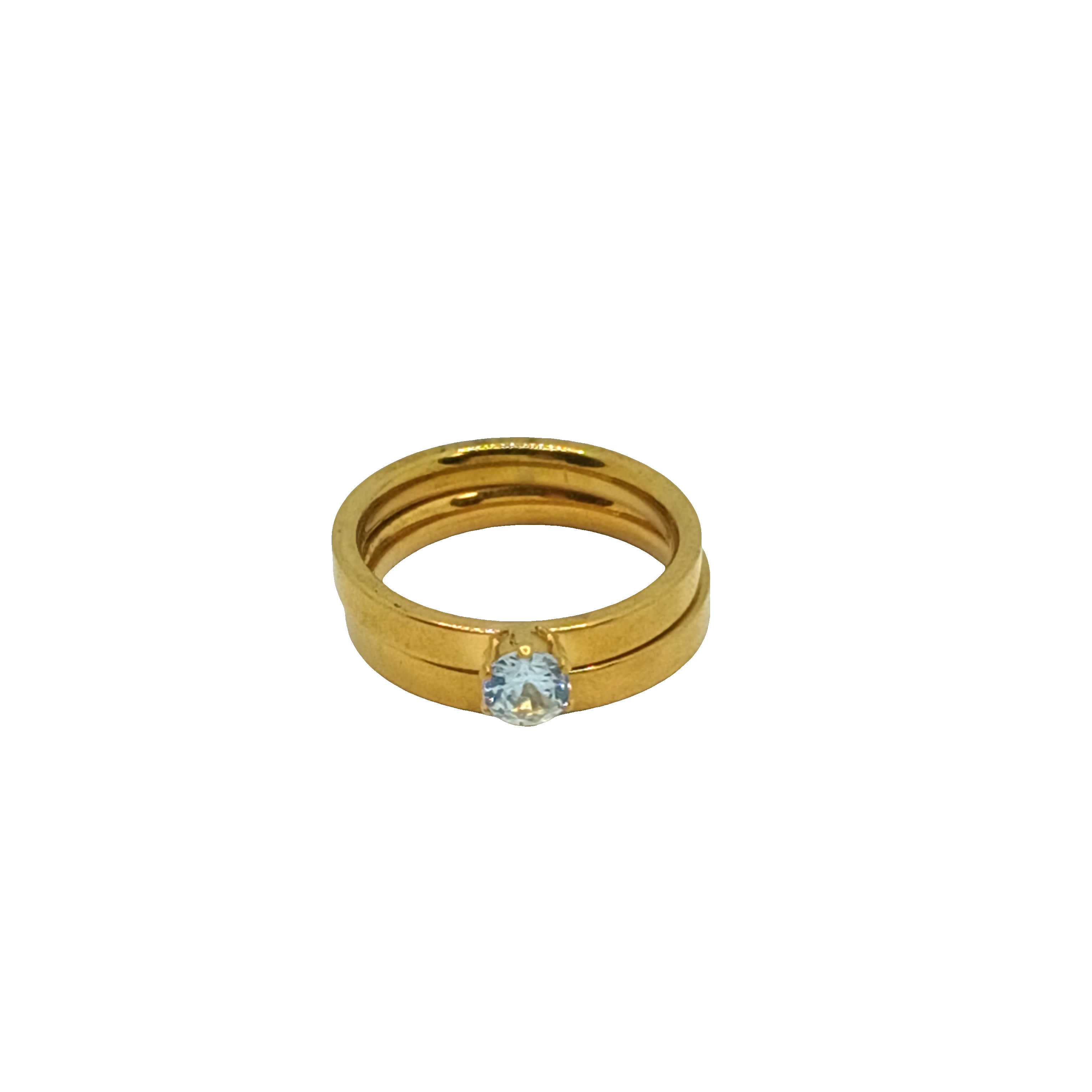 Złocony pierścionek typu solitaire z jasnoniebieskim kwarcem