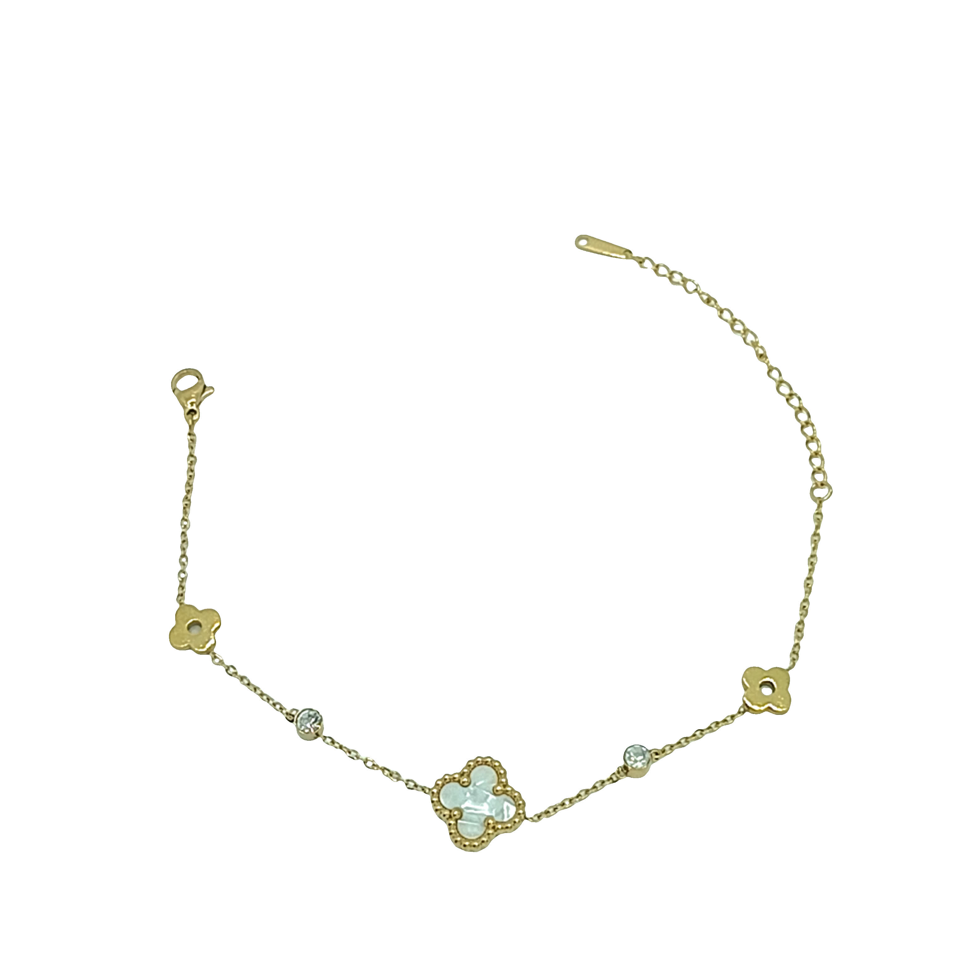 Elegancka złocona bransoletka łańcuszkowa z okrągłą perłą kaboszonową