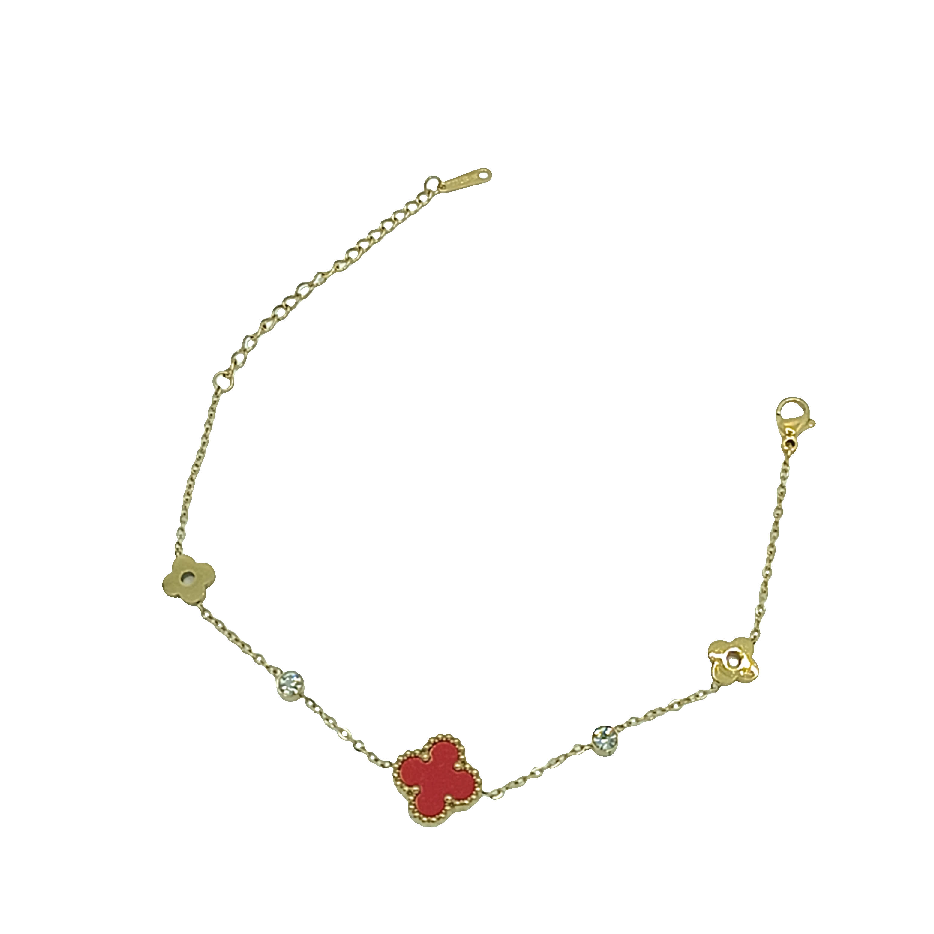 Elegancka złocona bransoletka z koniczyny i kryształu