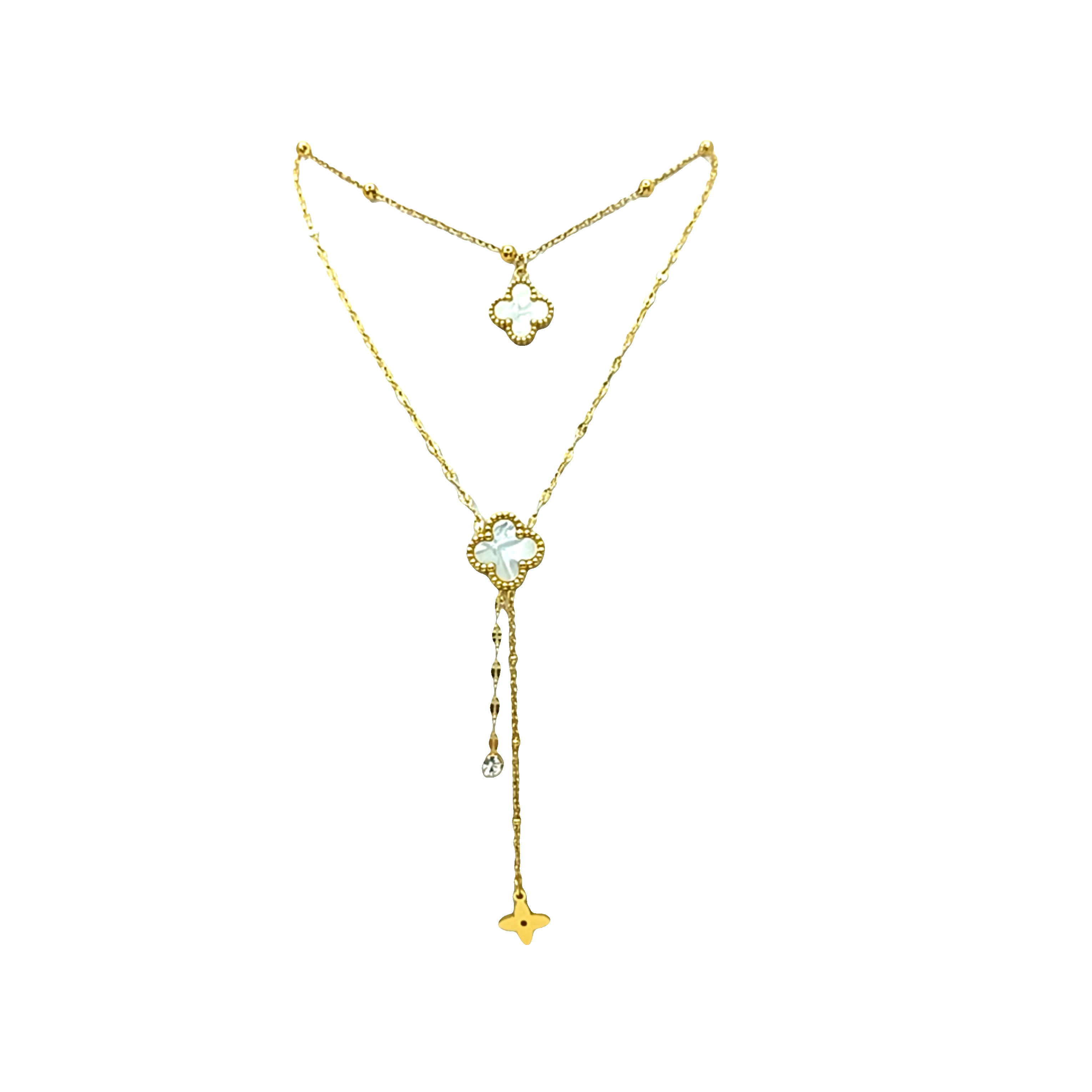 Elegancki złocony naszyjnik z zawieszką koniczyny