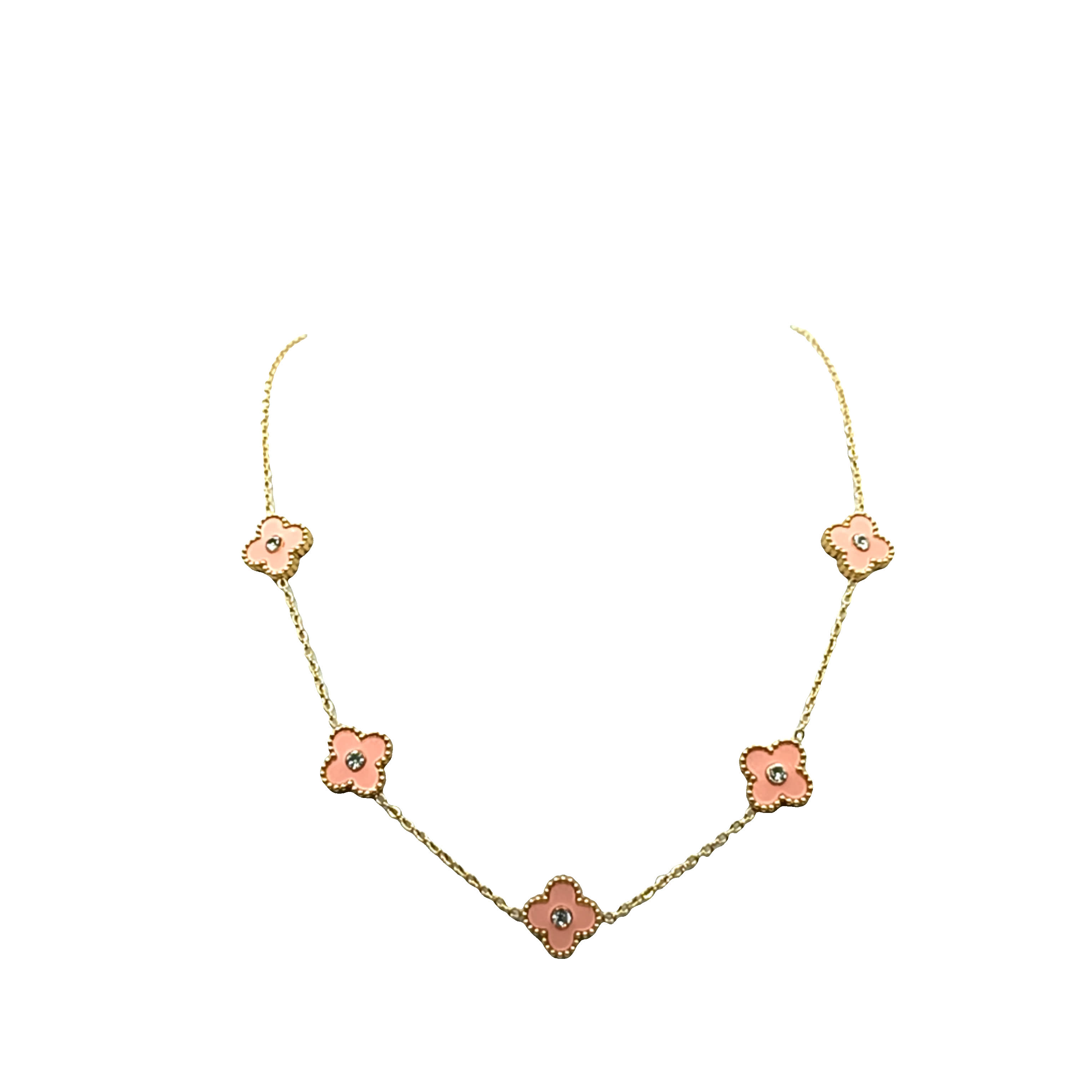 Złocony naszyjnik z zawieszkami z koralem