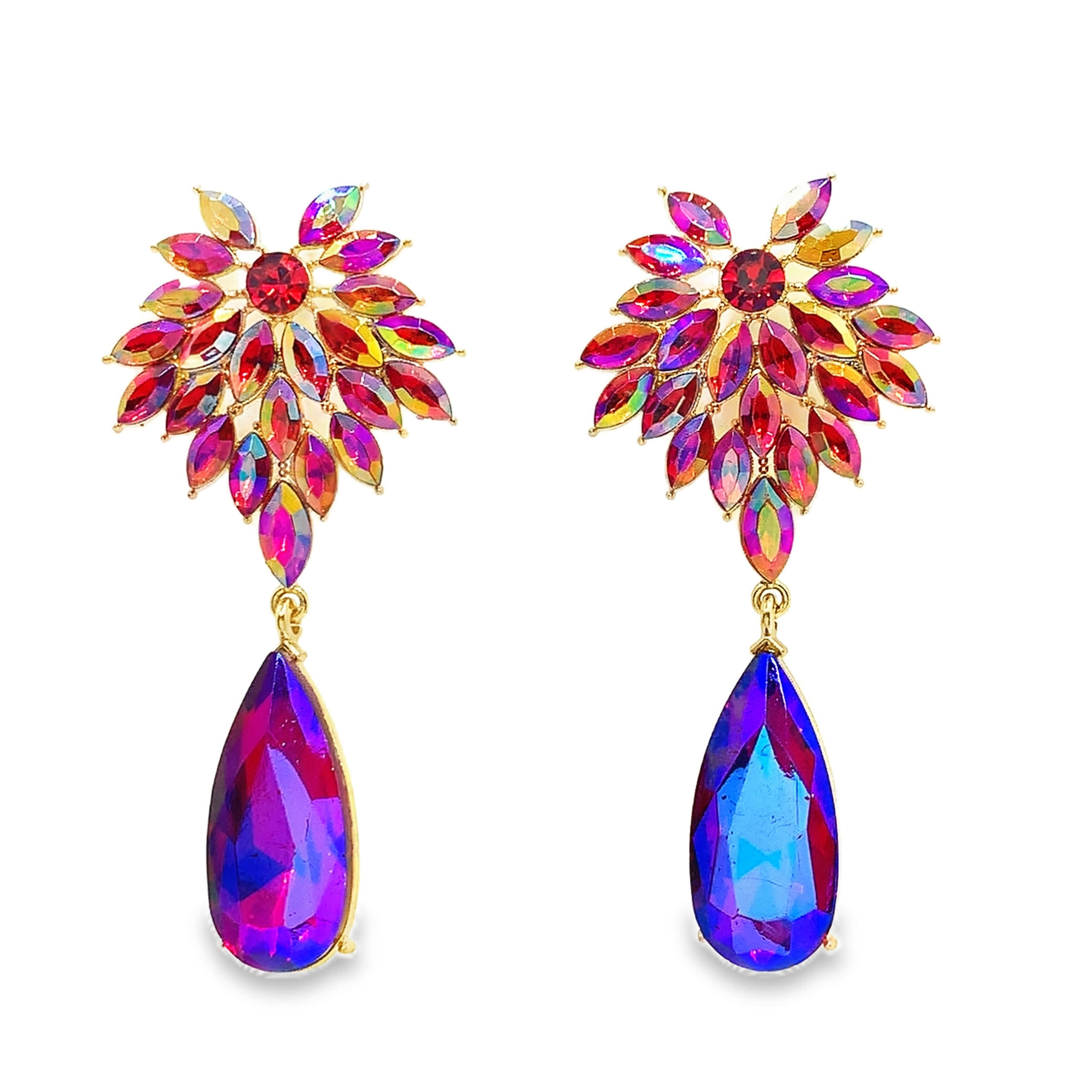 Złocone kolczyki z kryształkami w kształcie gruszki