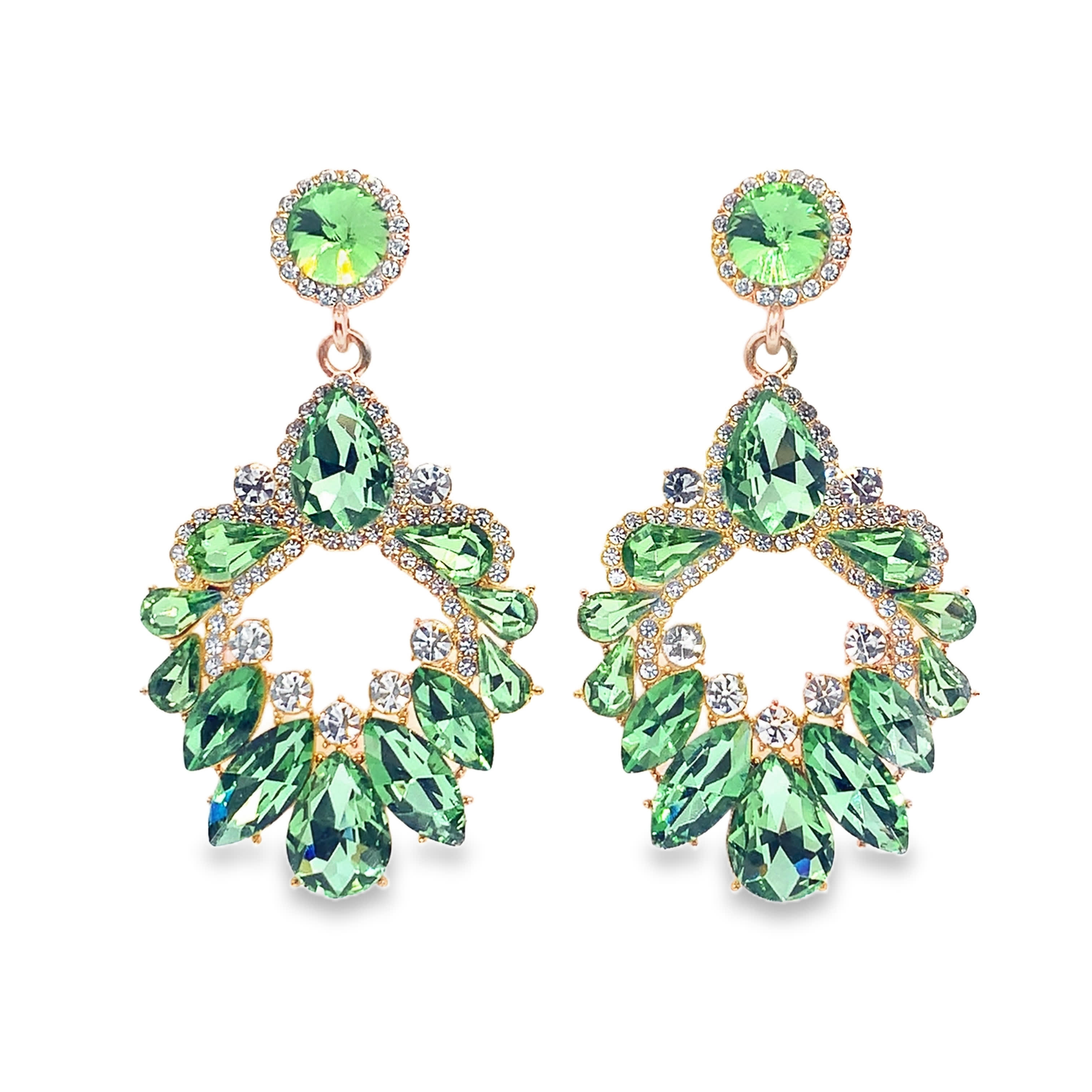 Złocone wiszące kolczyki z kamieniami w kształcie gruszki