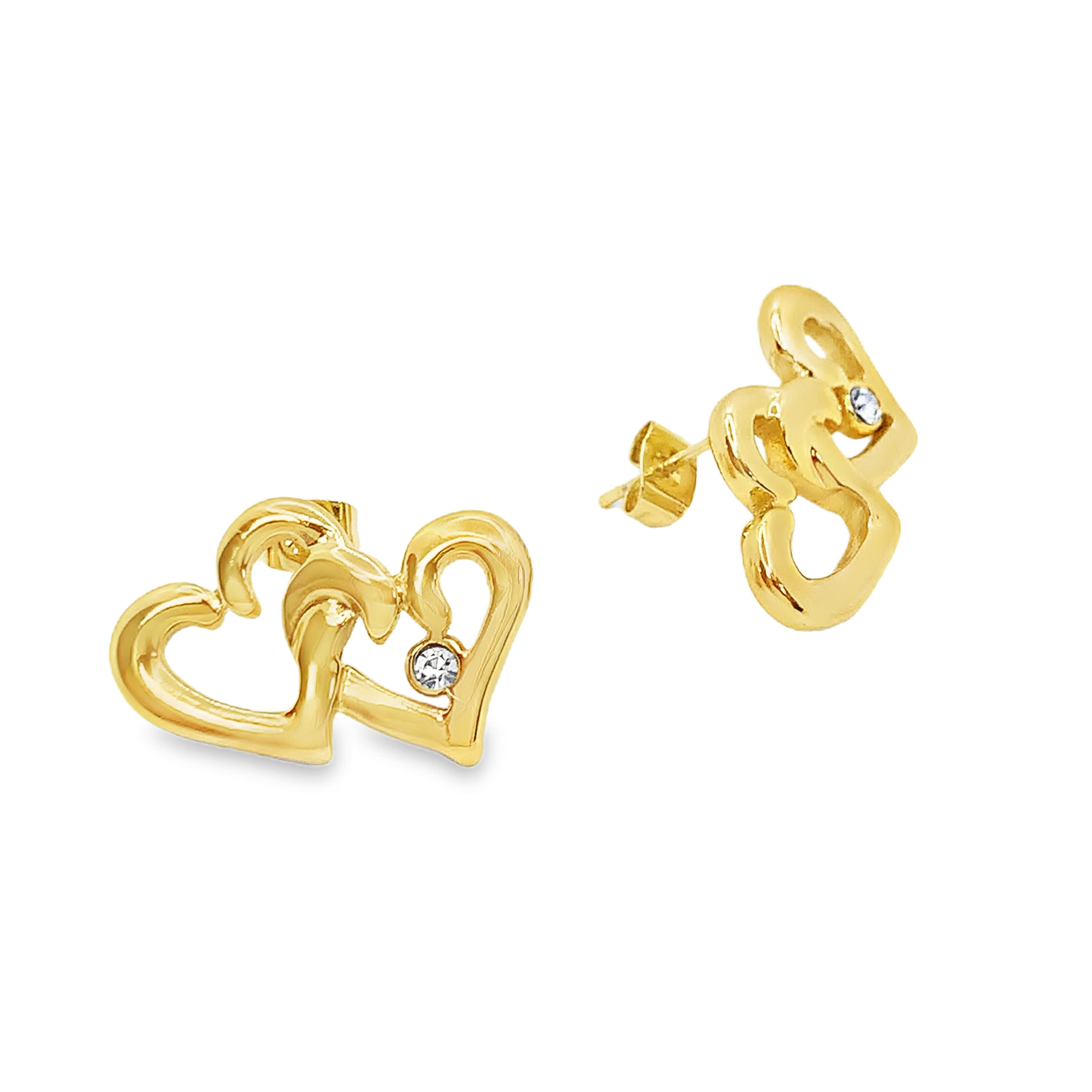 Złocone kolczyki z okrągłym kamieniem