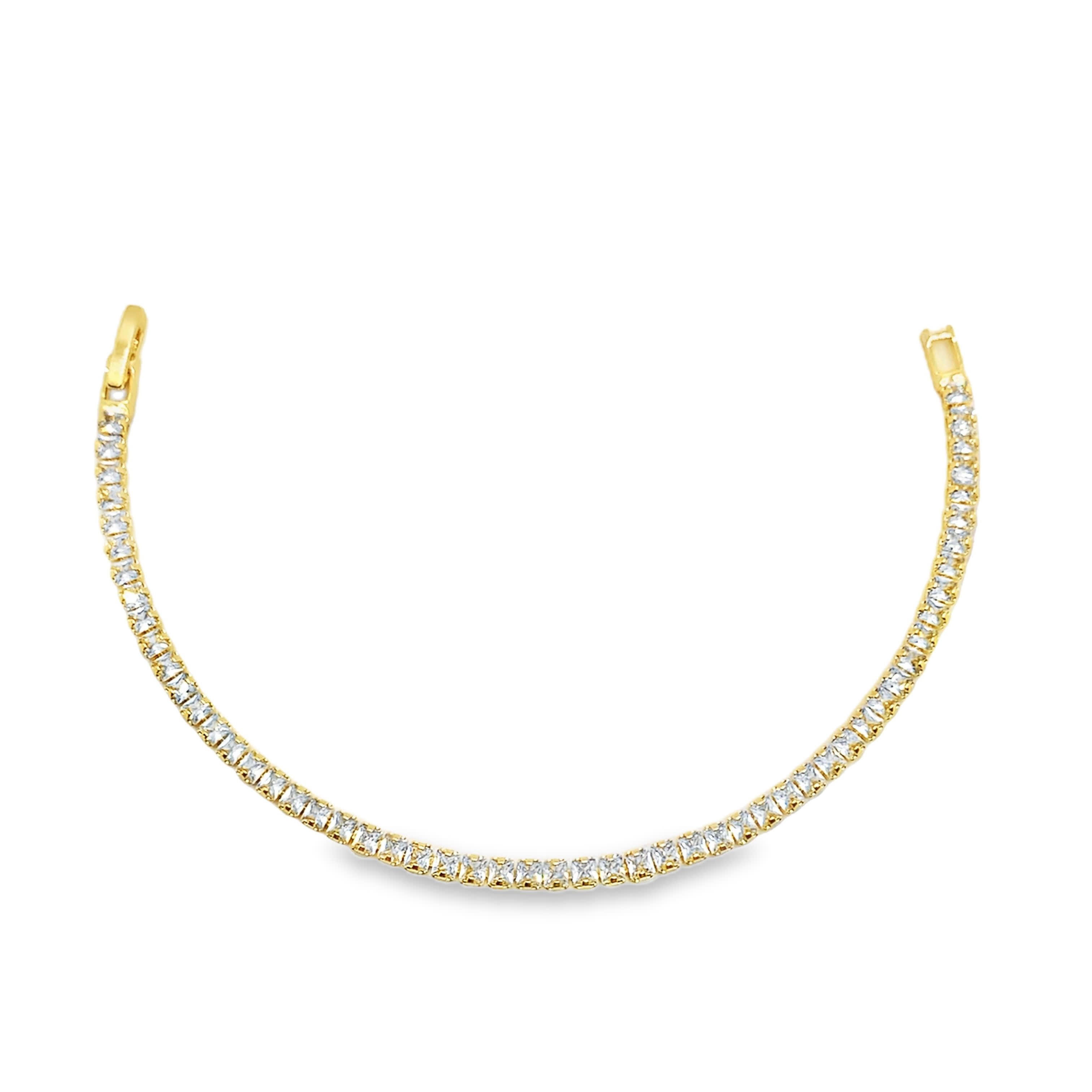 Naszyjnik z kamieniami w szlifie księżniczki ze złoconej stali