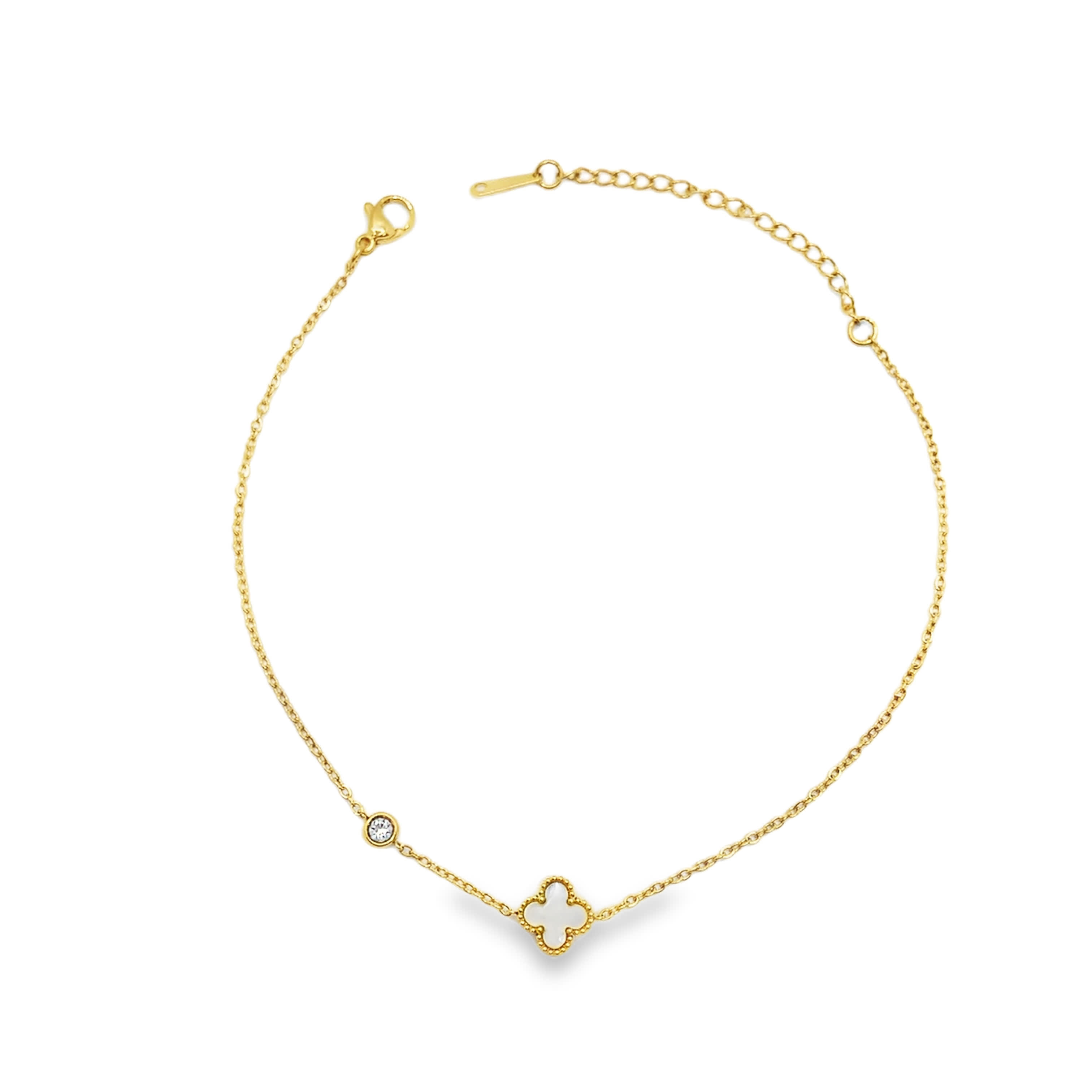 Bransoletka ze złoconej stali z okrągłym kamieniem