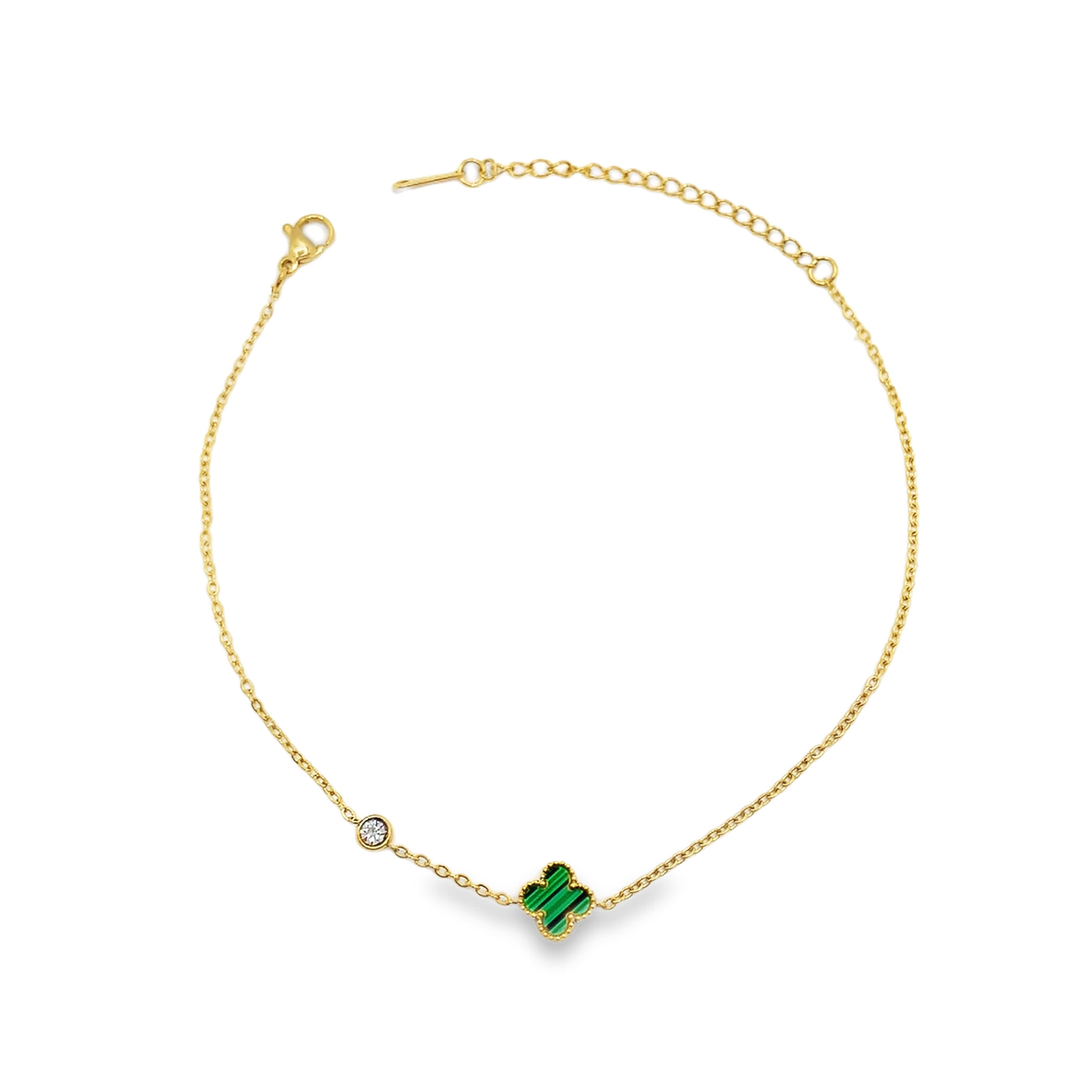 Bransoletka ze złoconej stali z kamieniami i malachitem