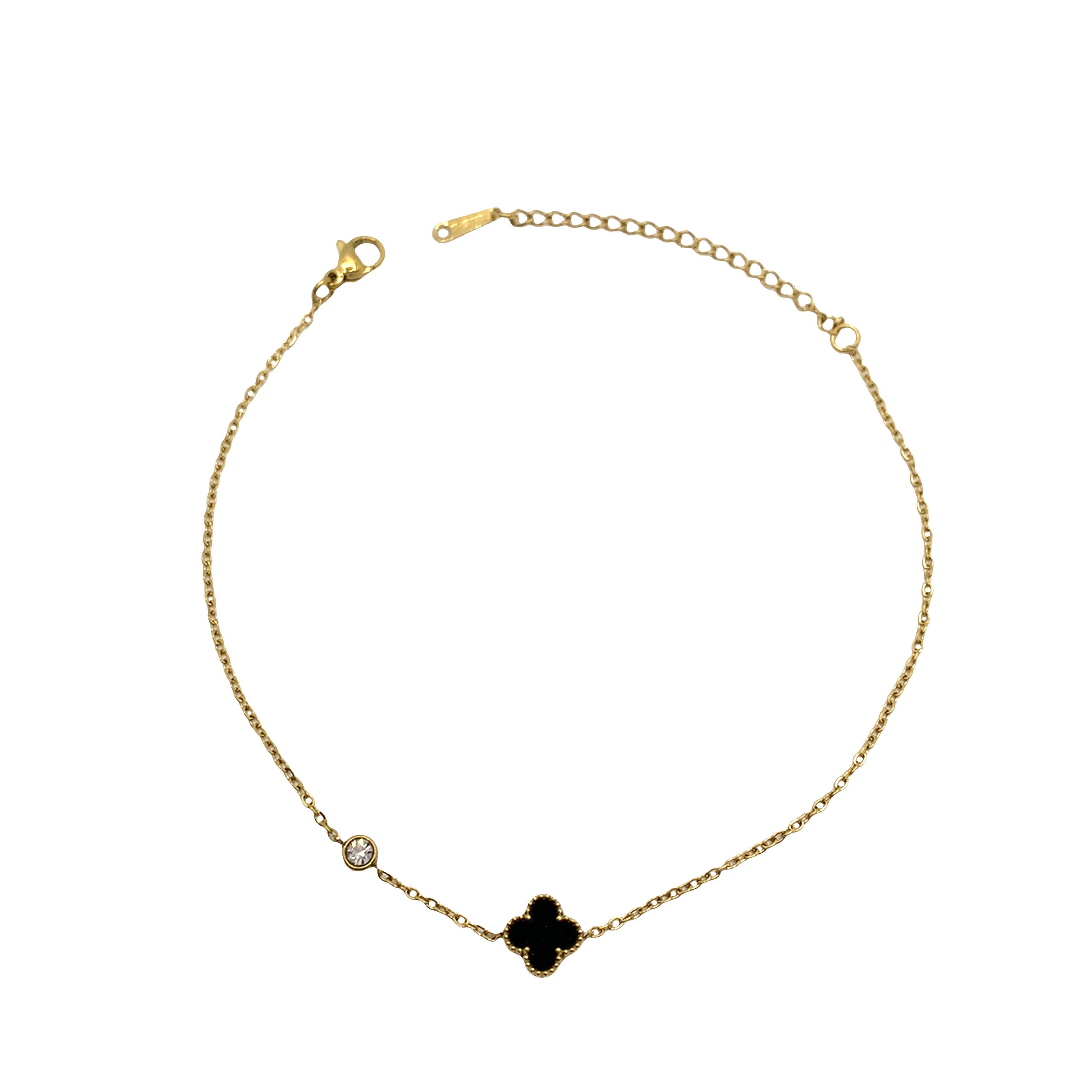 Złocona bransoletka łańcuszkowa z okrągłym kamieniem