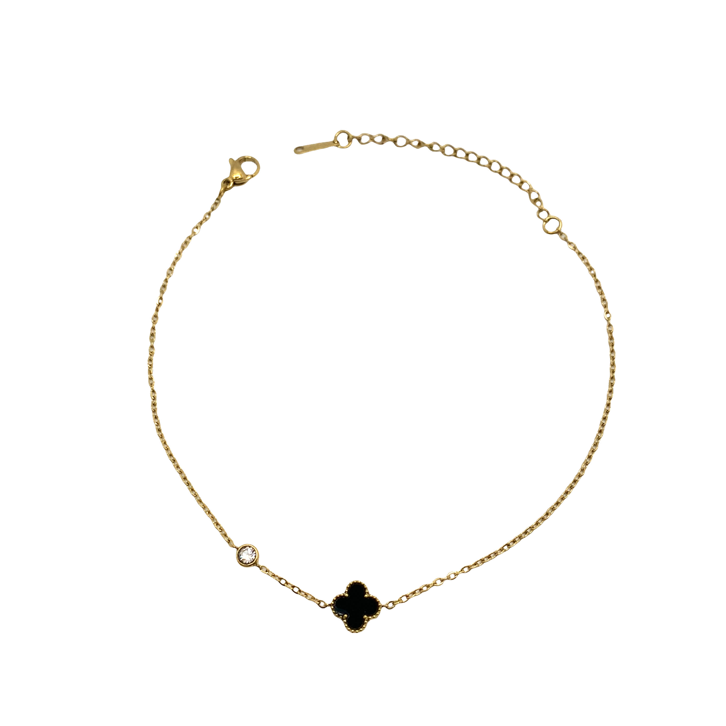 Złocony naszyjnik z łańcuszkiem i okrągłym kamieniem