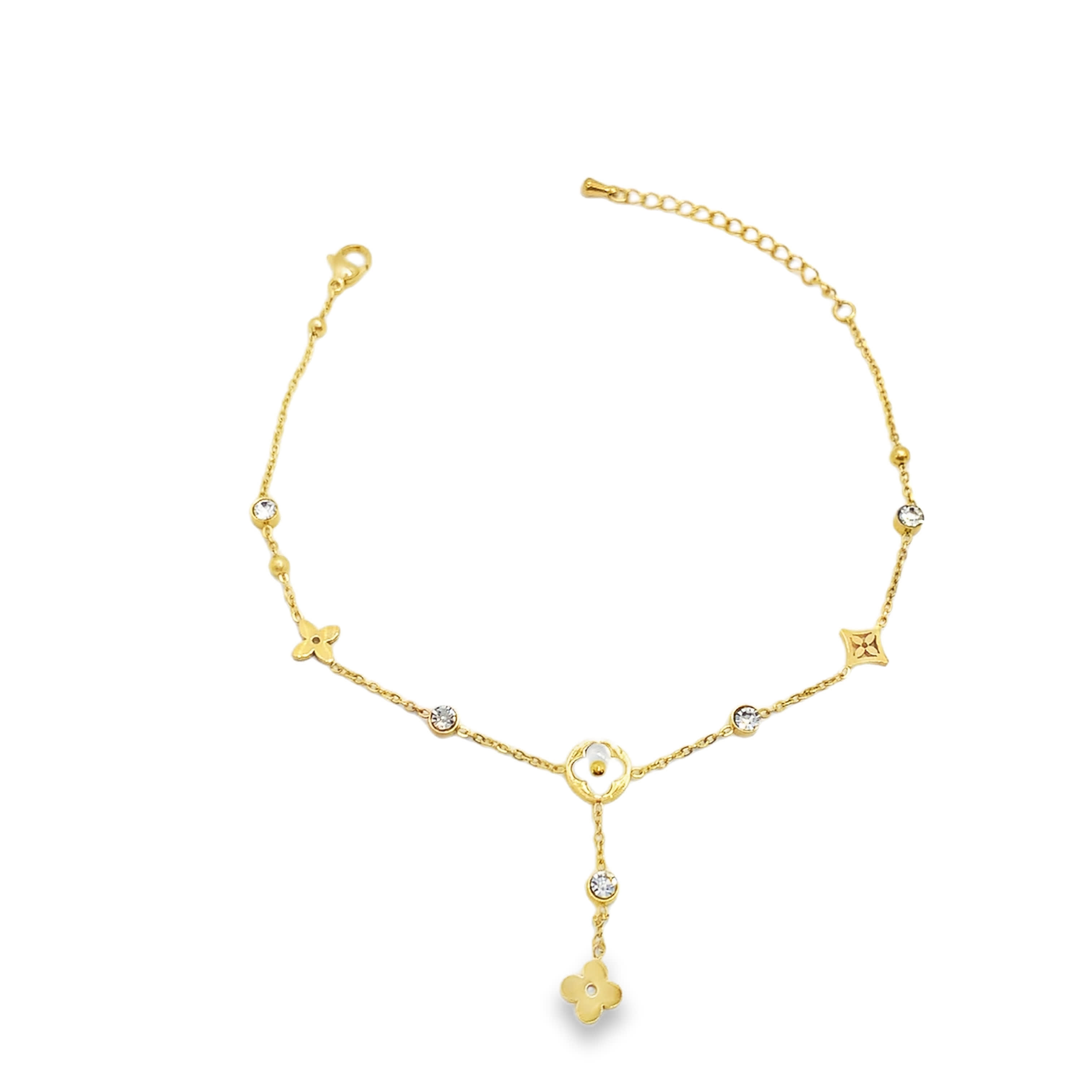 Bransoletka ze złoconej stali z okrągłymi kamieniami