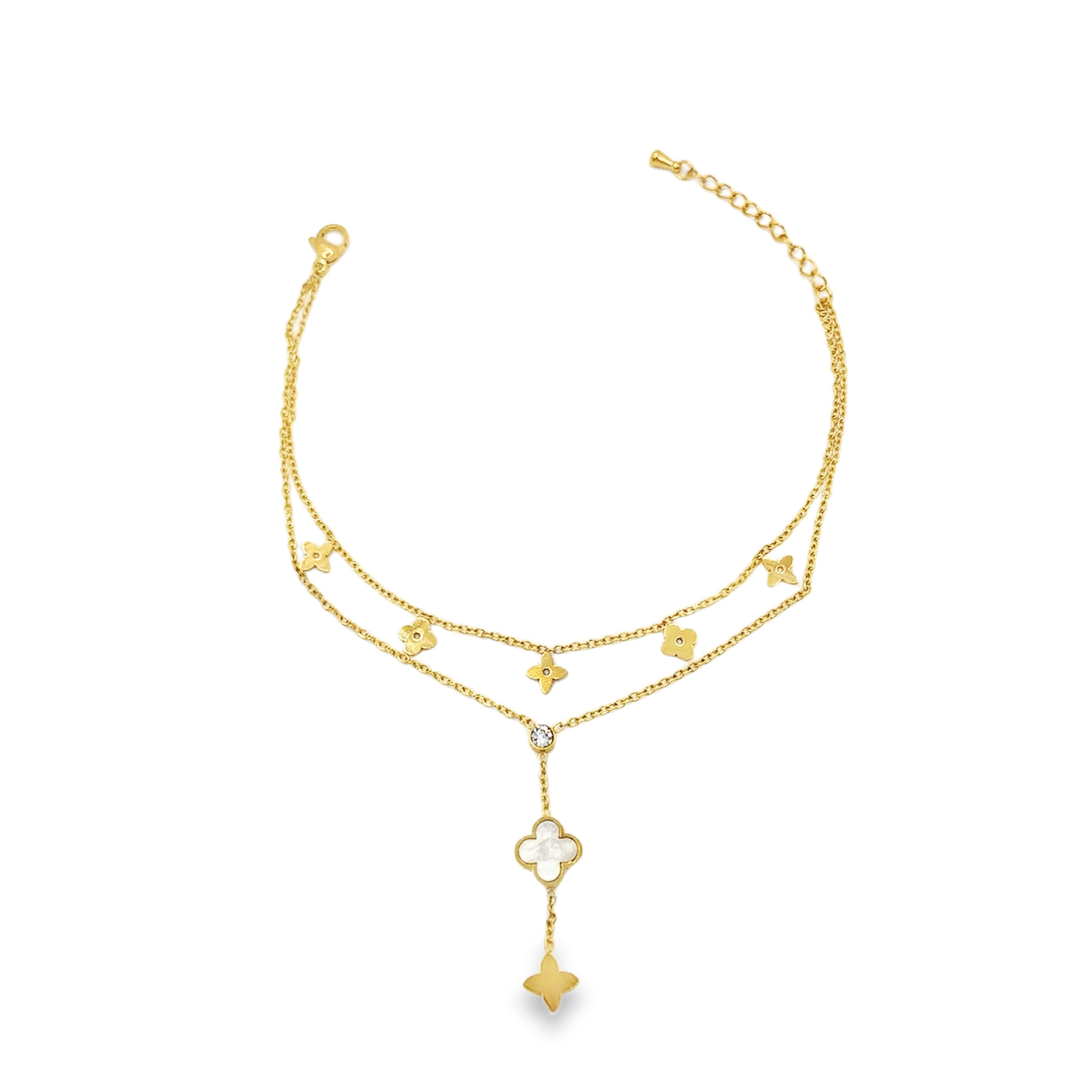 Delikatny naszyjnik z zawieszką koniczyny ze złoconej stali