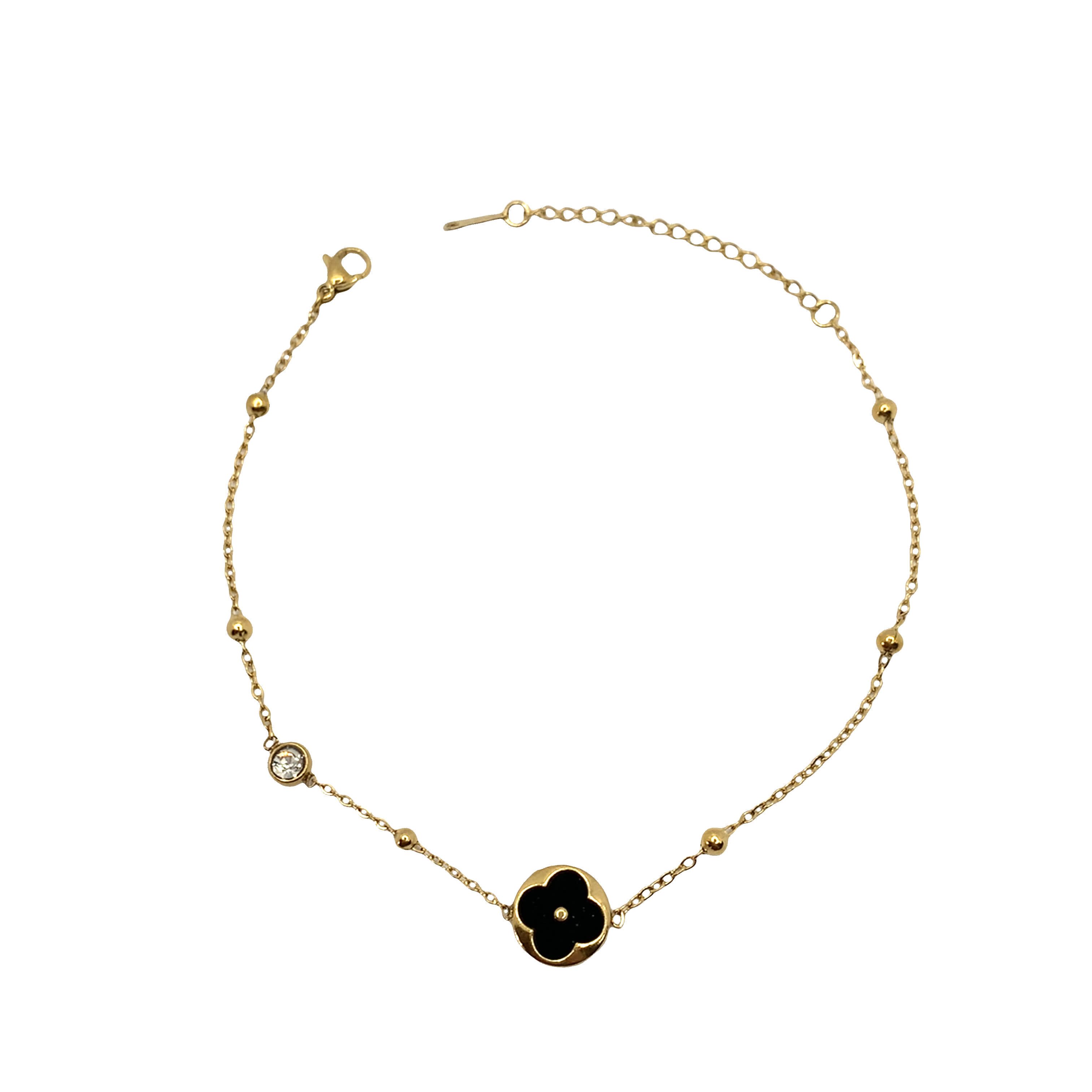 Złocona bransoletka łańcuszkowa z okrągłym kamieniem