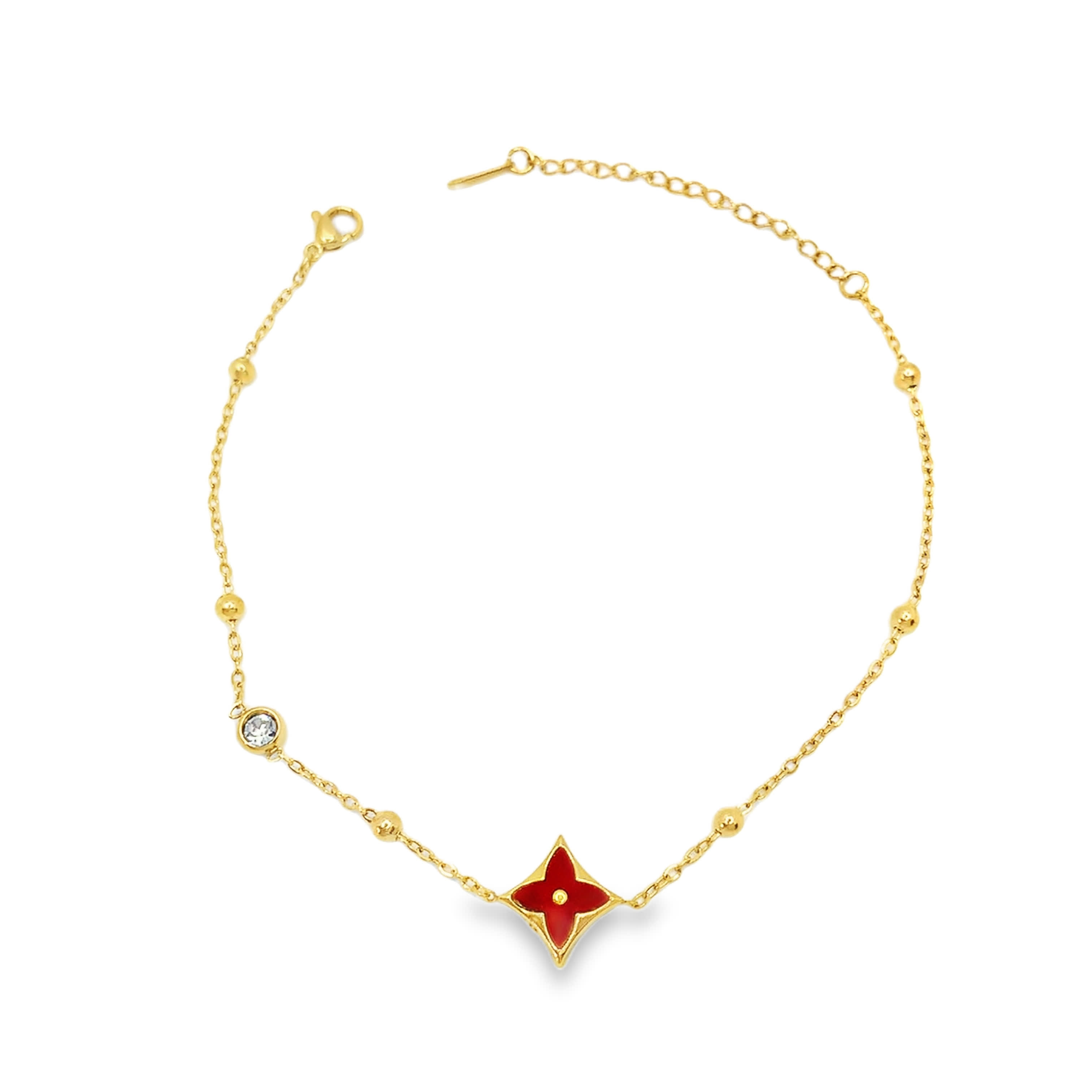 Bransoletka ze złoconej stali z okrągłym kamieniem