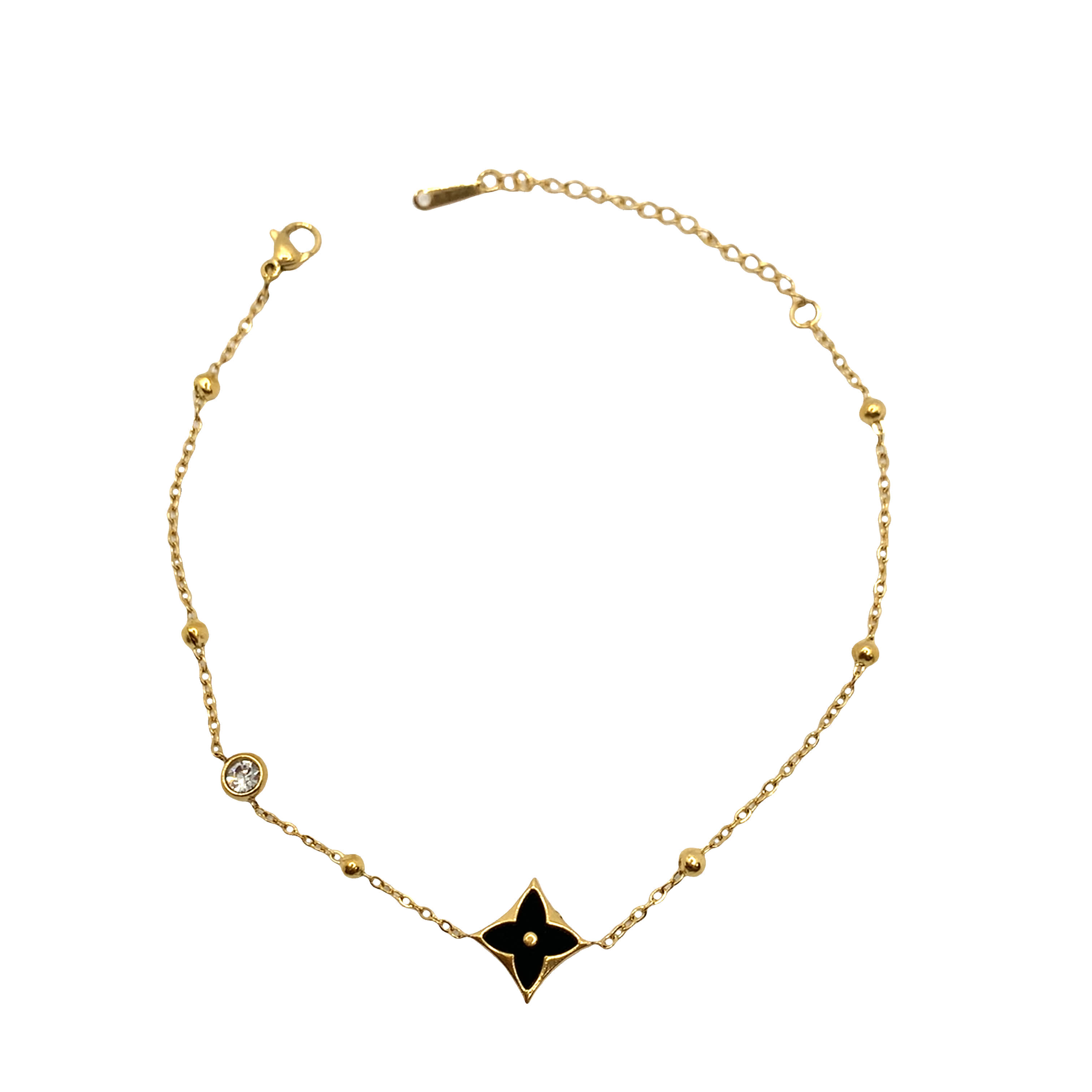 Złocona bransoletka łańcuszkowa z okrągłym kamieniem