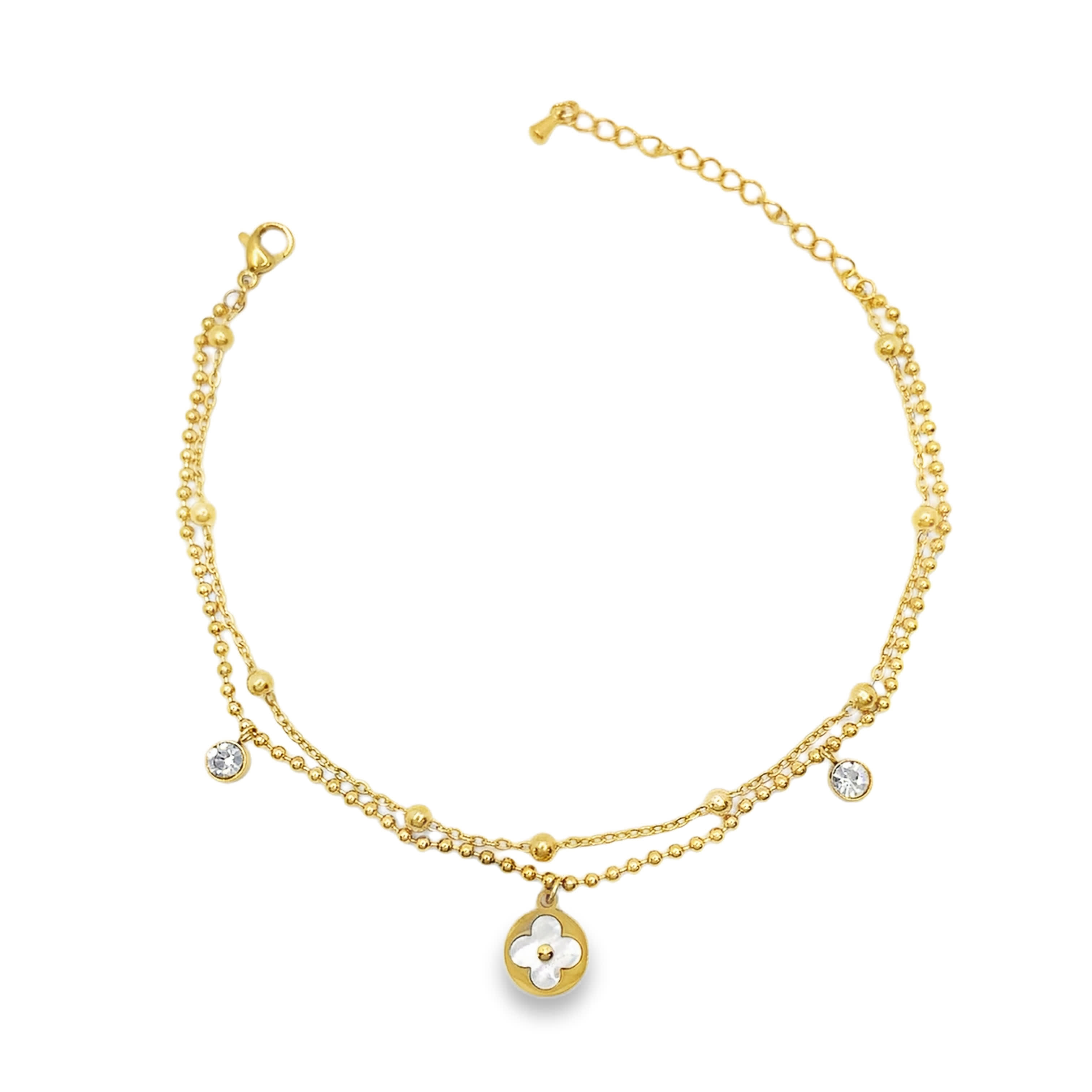 Bransoletka ze złoconej stali z okrągłym kamieniem