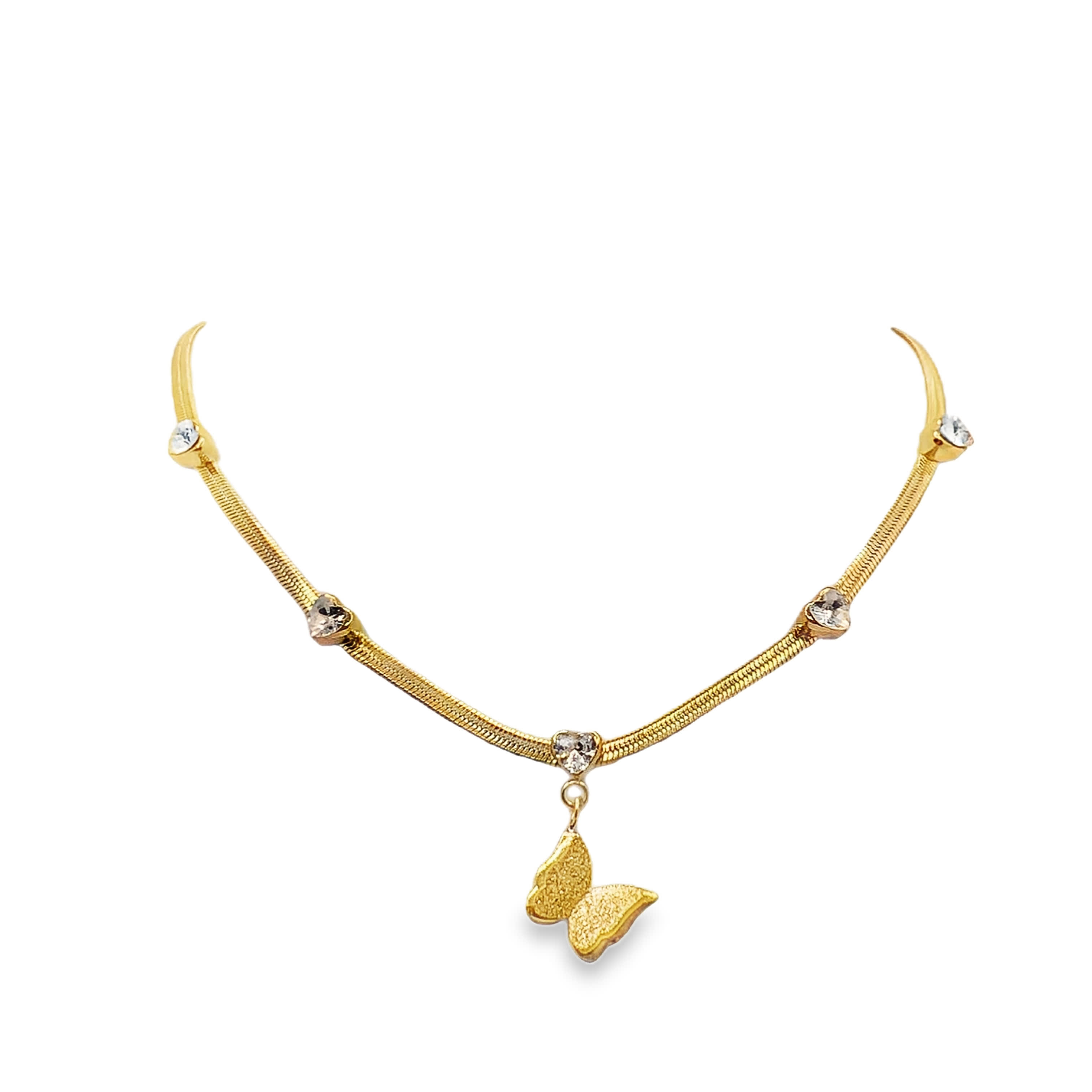 Elegancki złocony naszyjnik z łańcuszkiem i okrągłymi kamieniami