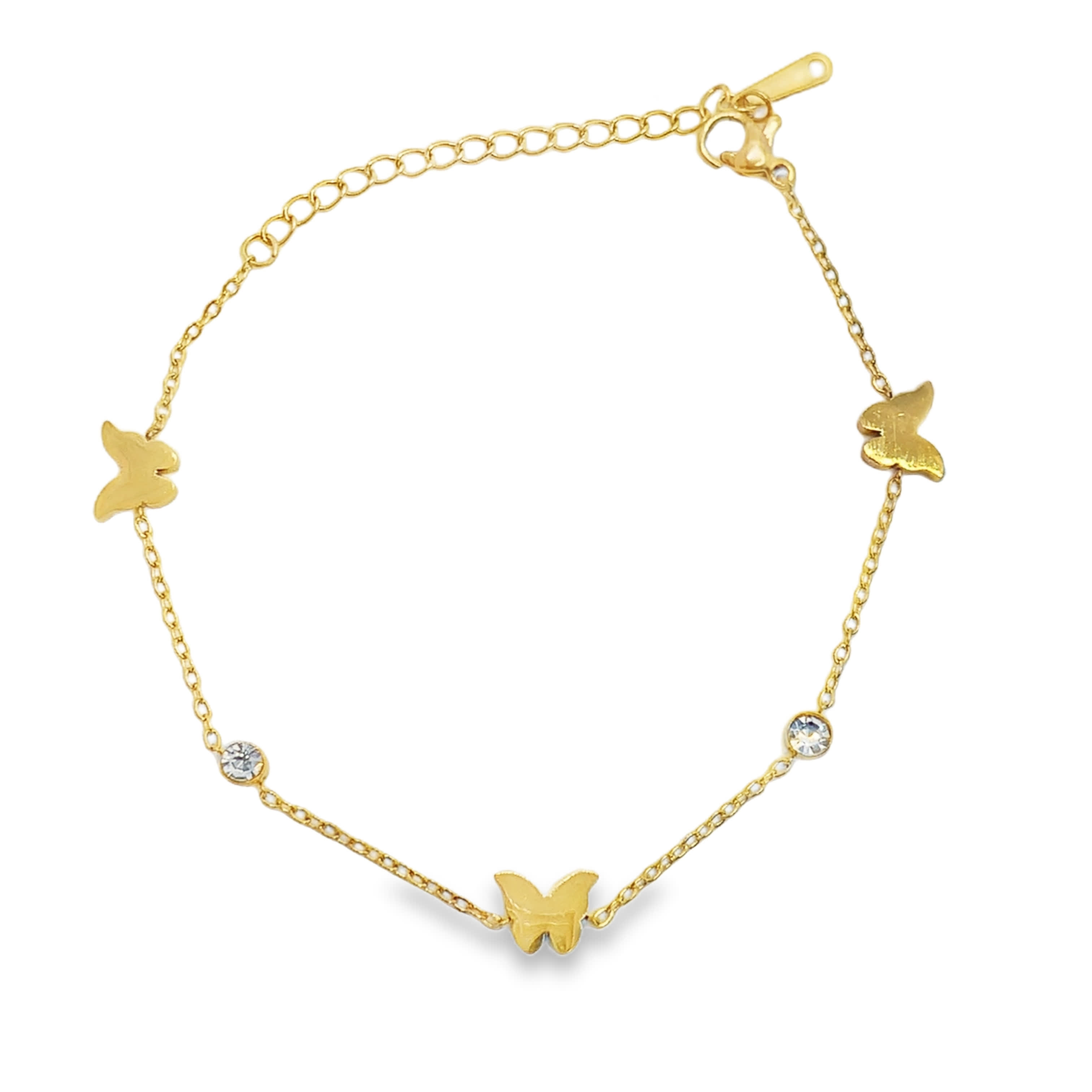 Delikatna złocona bransoletka z zawieszką motyla